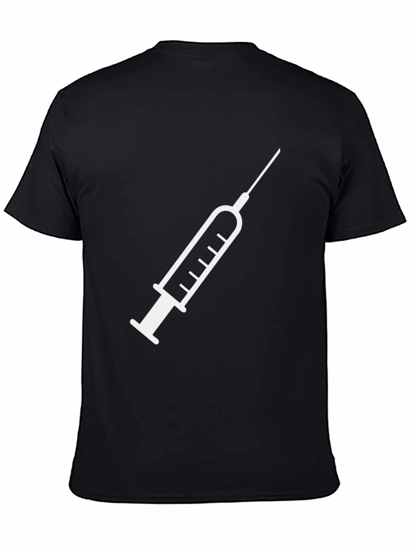 Vaccination T-Shirt: White Syringe Graphic Black Tee