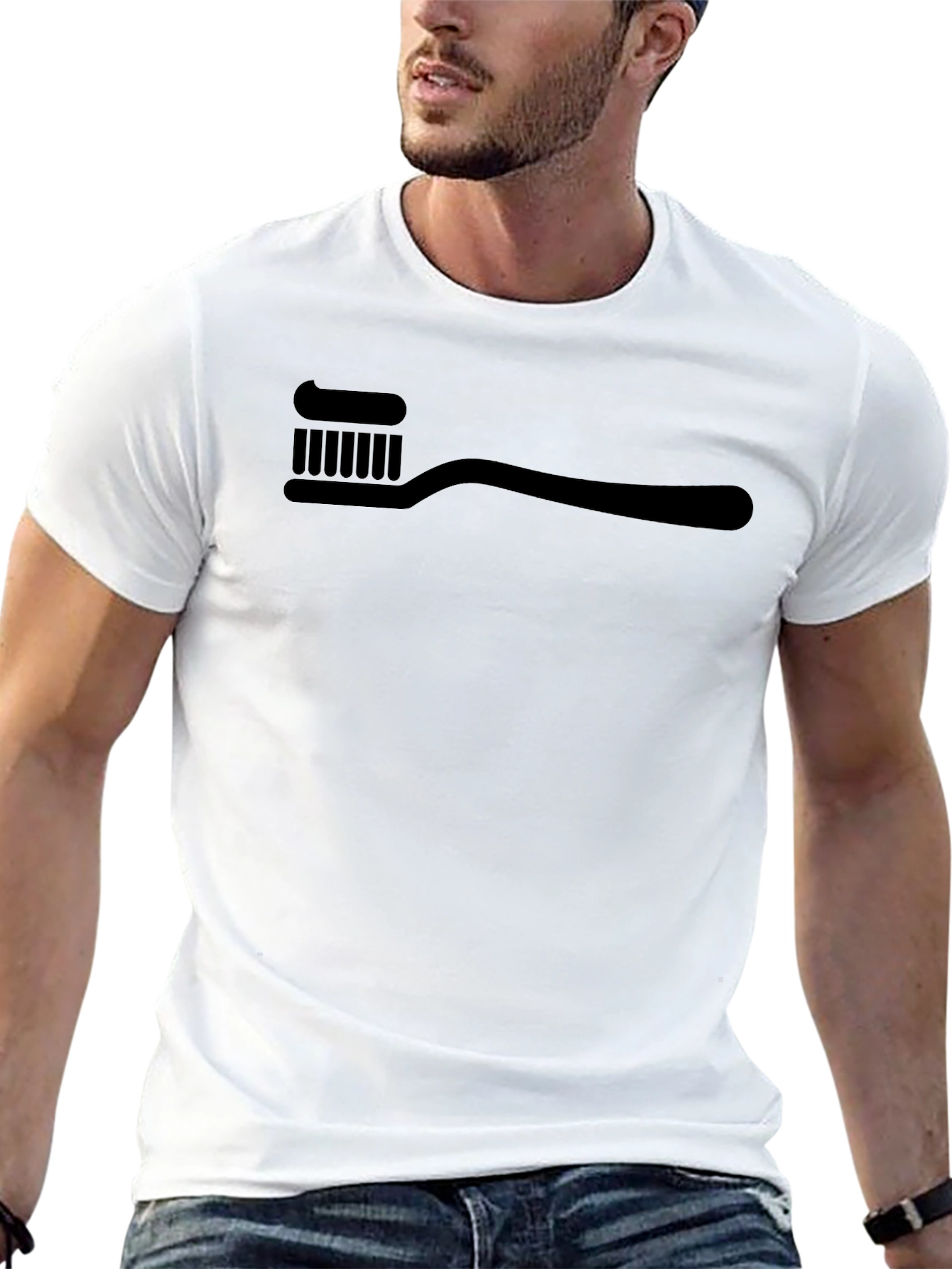 Toothbrush Graphic Tee - Black Cotton Blend