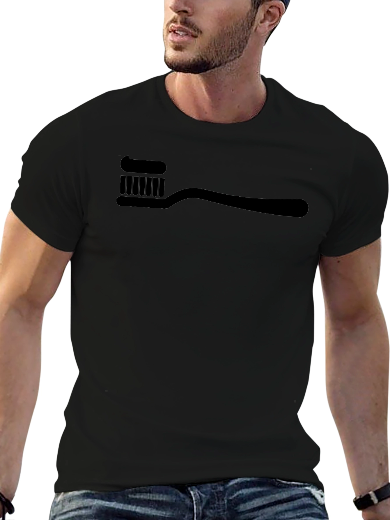 Toothbrush Graphic Tee - Black Cotton Blend