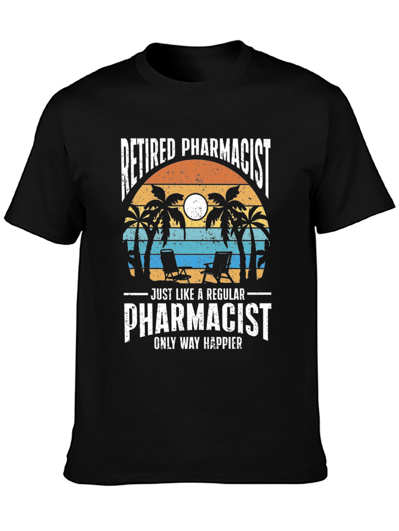 Retired Pharmacist T-Shirt - Beach Scene Design