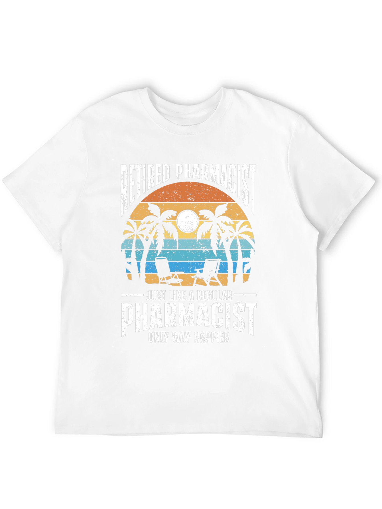 Retired Pharmacist T-Shirt - Beach Scene Design