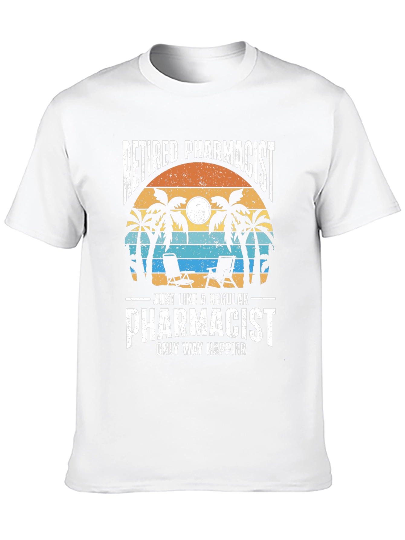 Retired Pharmacist T-Shirt - Beach Scene Design