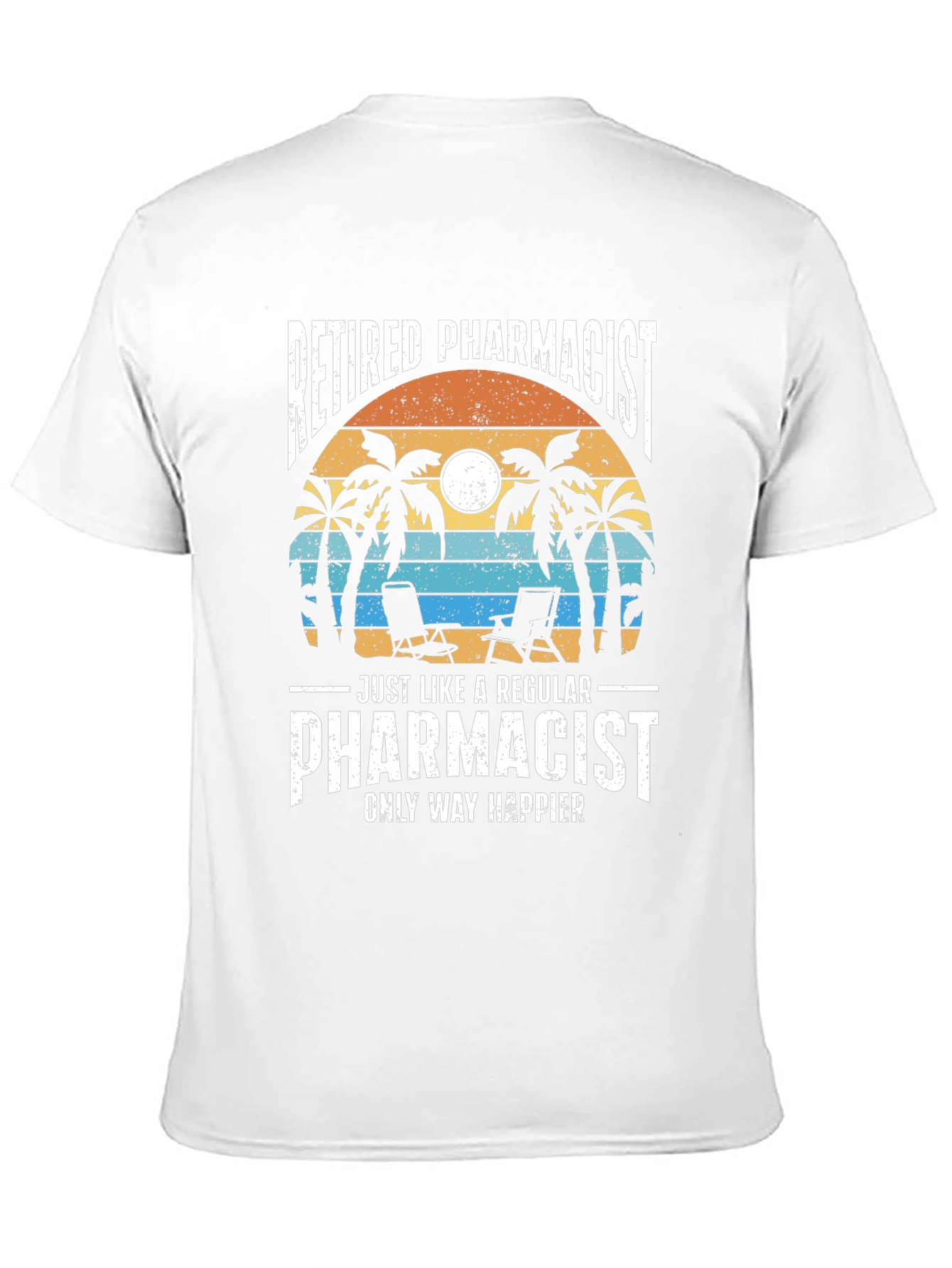Retired Pharmacist T-Shirt - Beach Scene Design