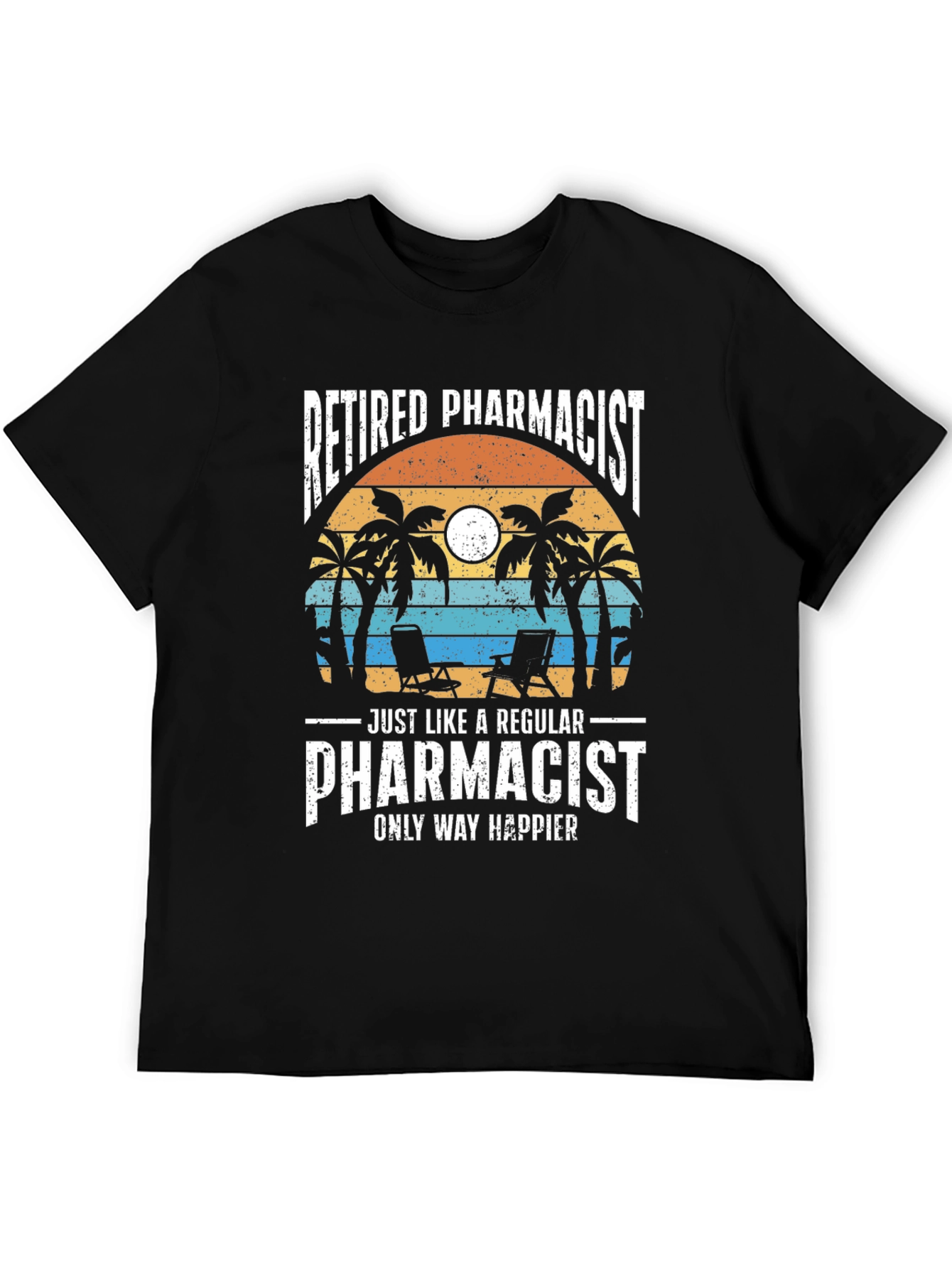 Retired Pharmacist T-Shirt - Beach Scene Design