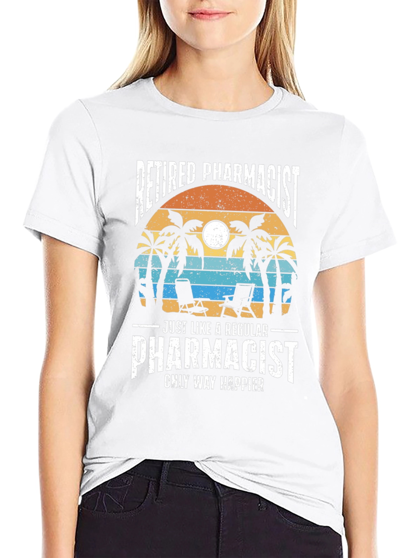 Retired Pharmacist T-Shirt - Beach Scene Design