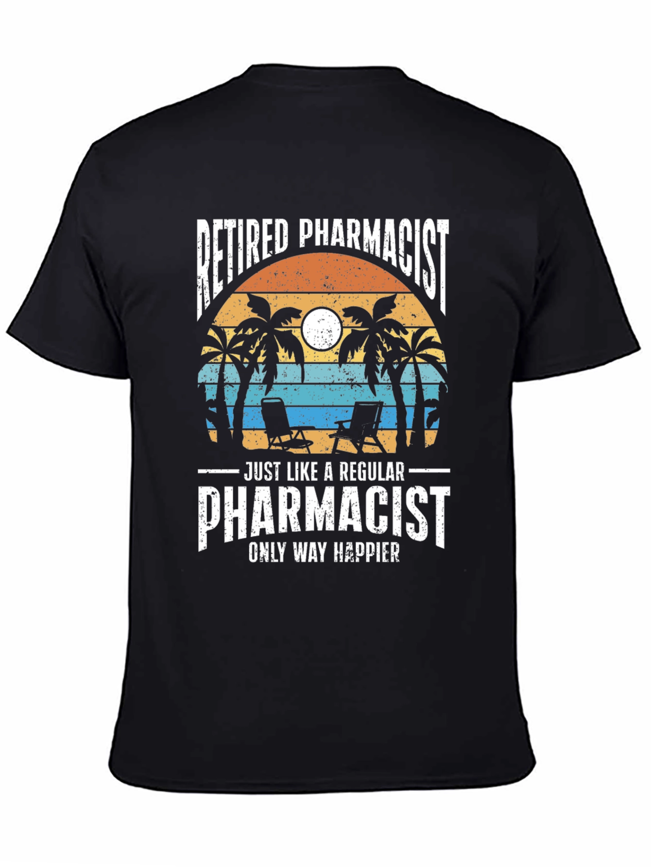 Retired Pharmacist T-Shirt - Beach Scene Design