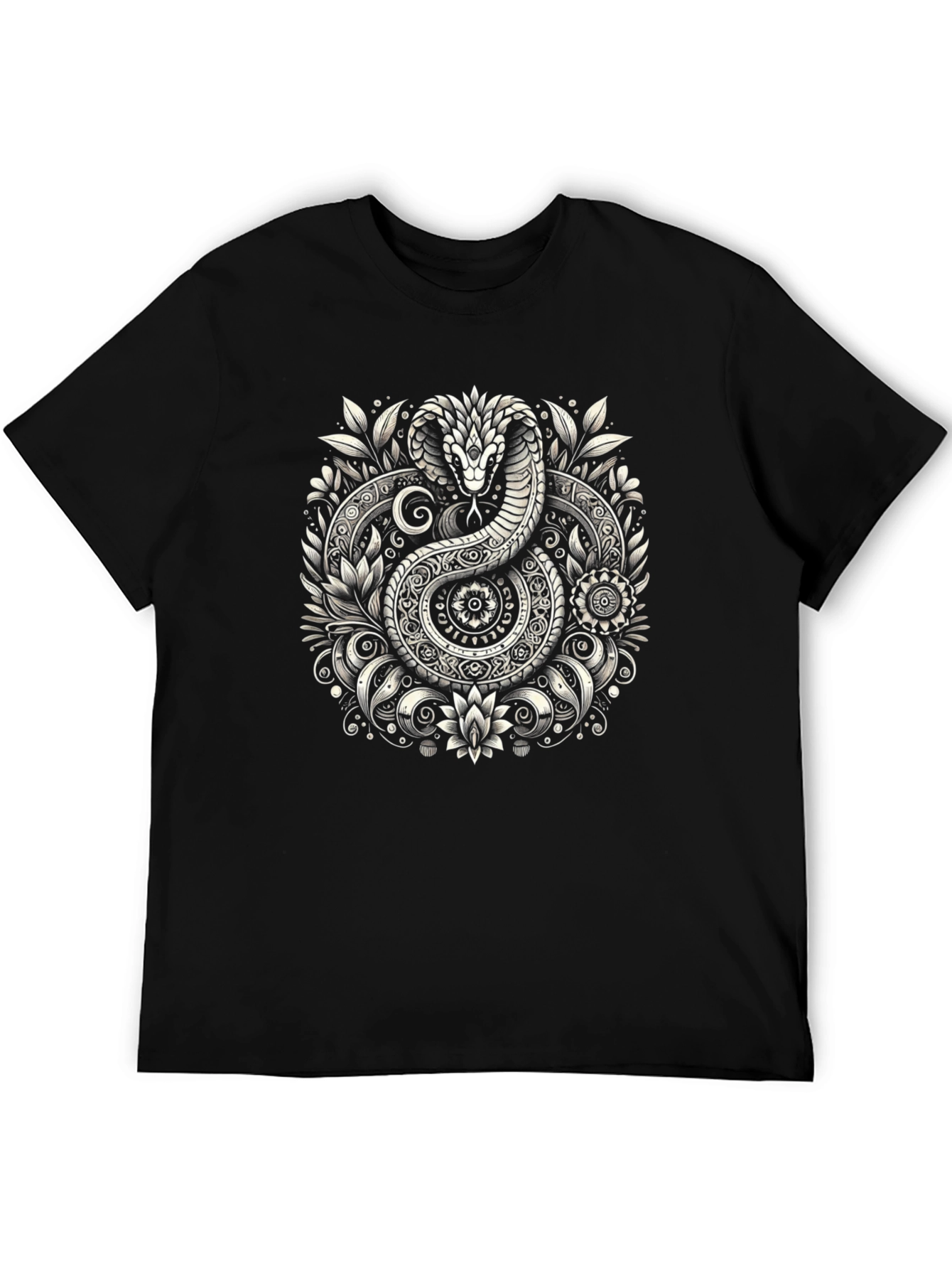 Ornate Snake Graphic Tee - Black