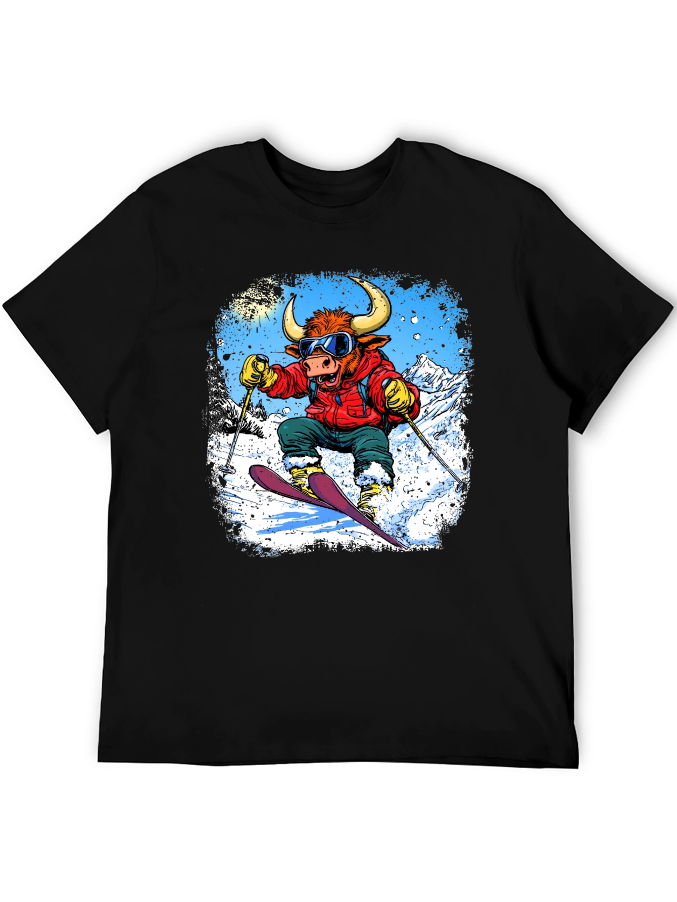 Bull Skier Graphic T-Shirt
