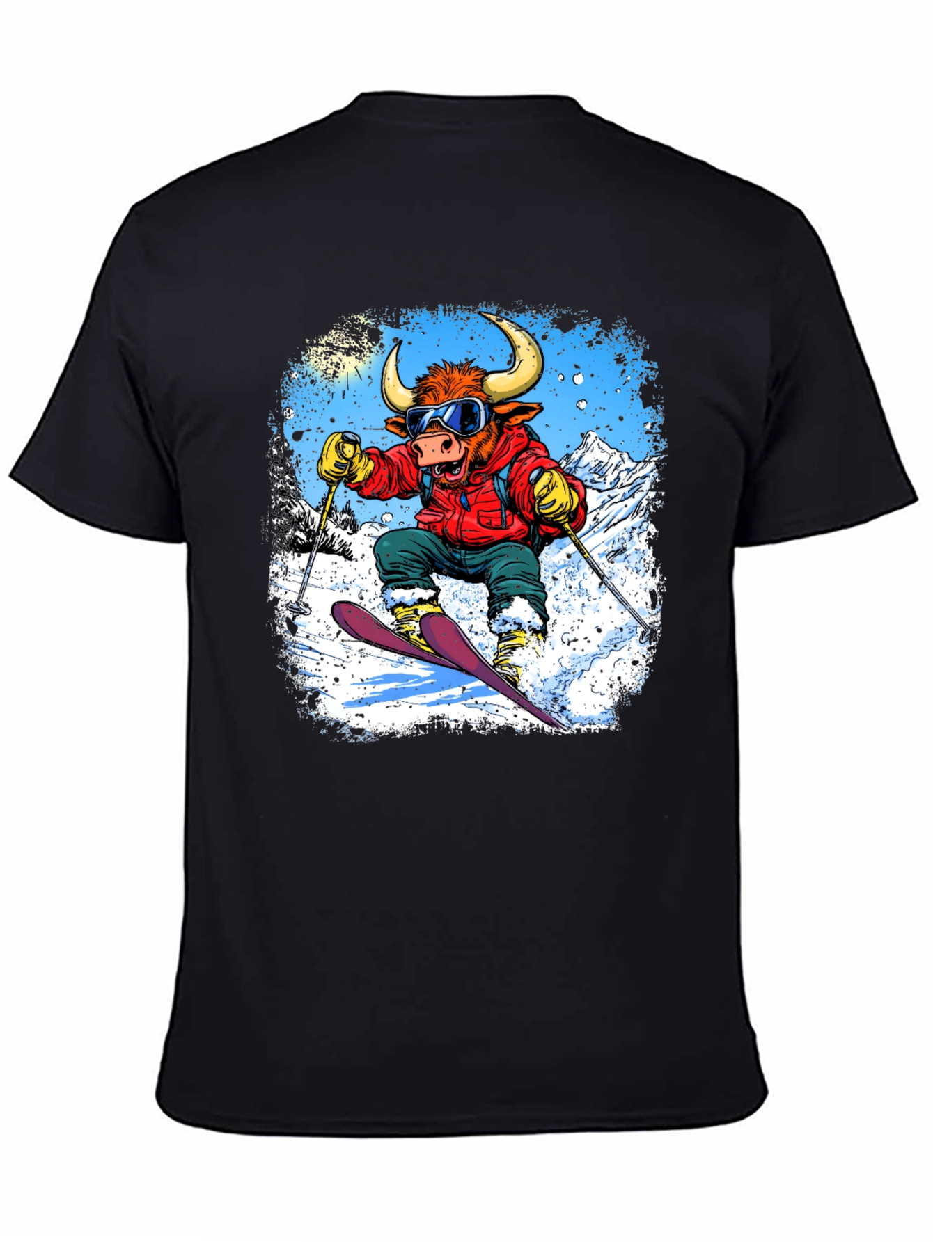Bull Skier Graphic T-Shirt