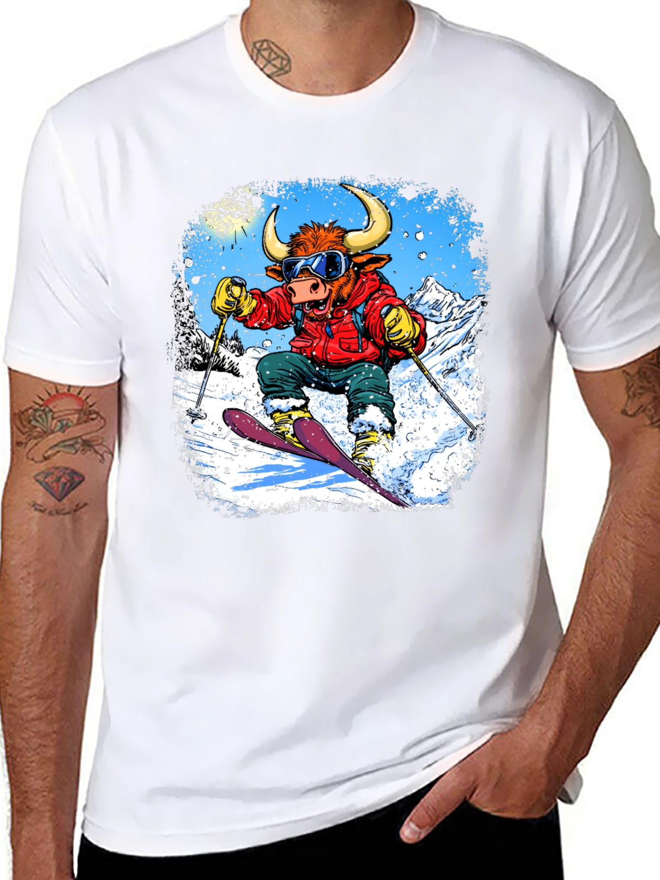 Bull Skier Graphic T-Shirt