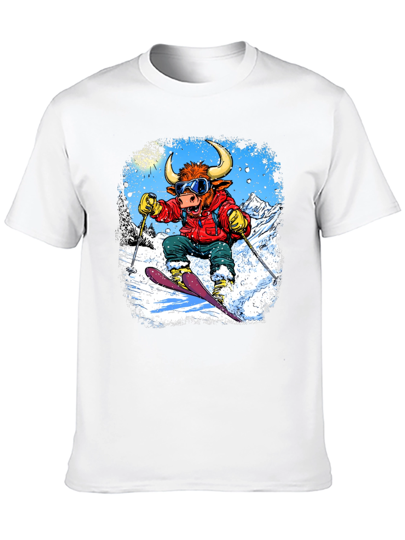 Bull Skier Graphic T-Shirt