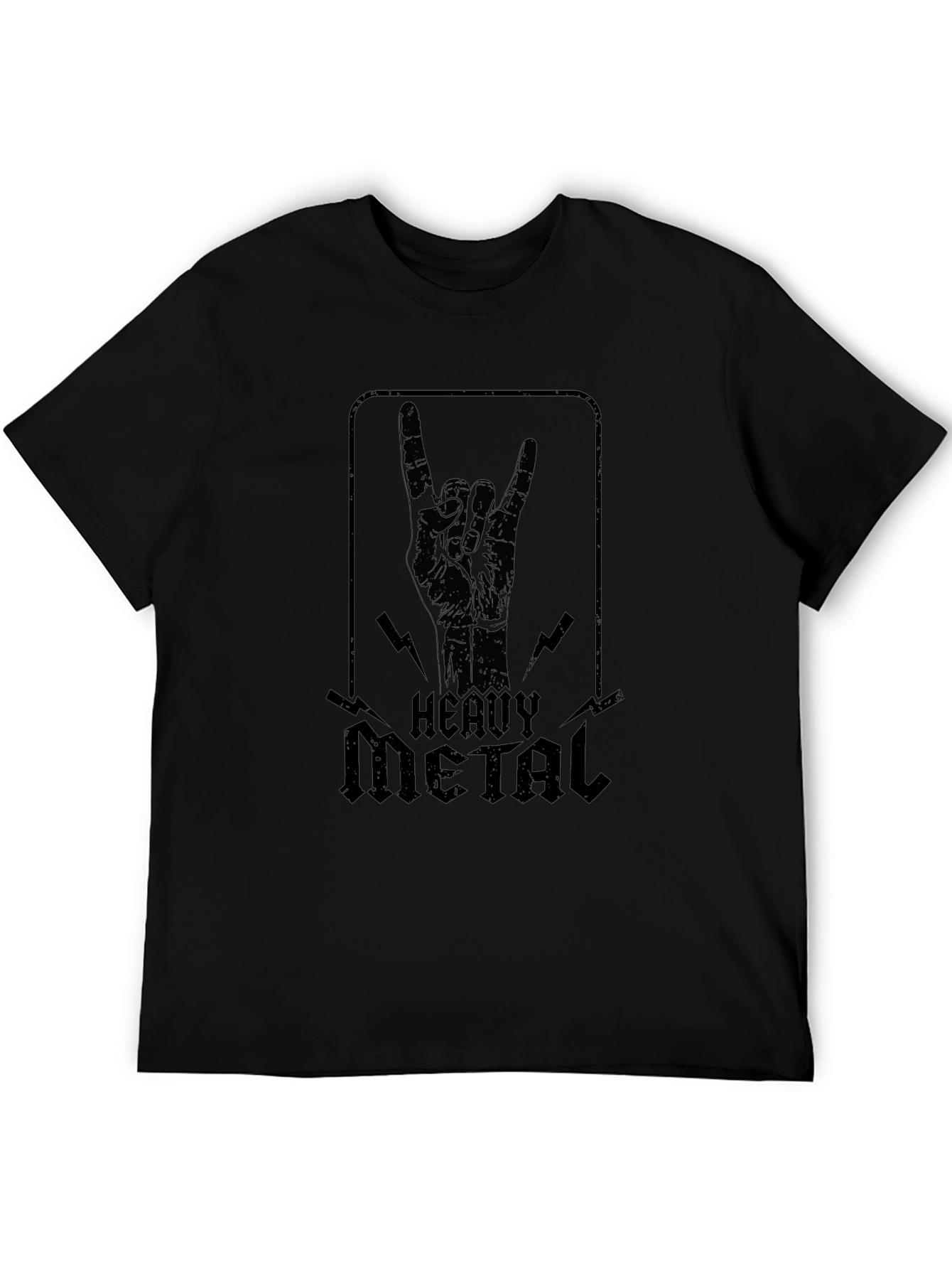 Heavy Metal Hand Sign Graphic Black T-Shirt