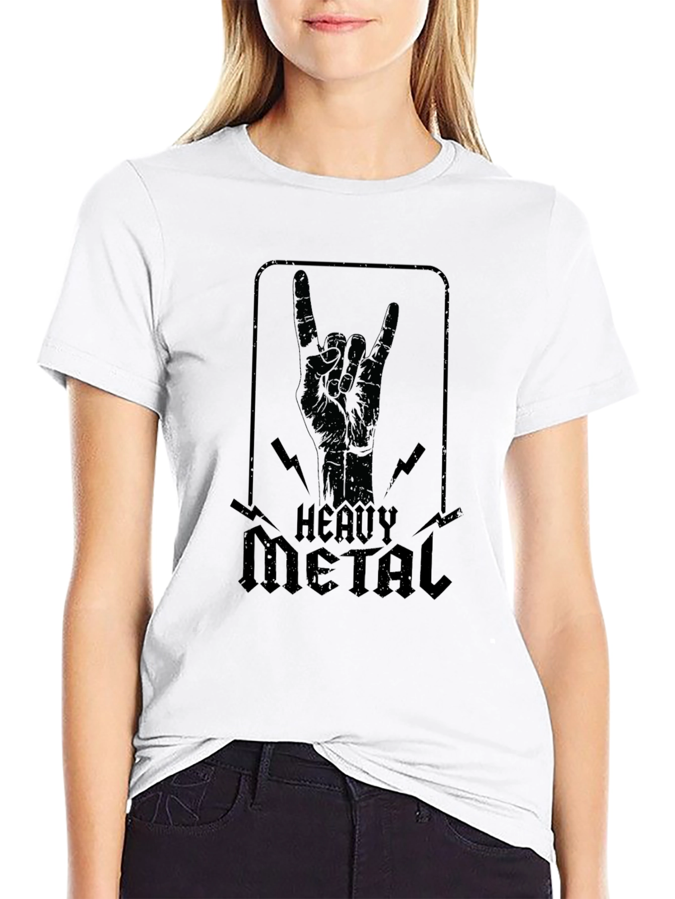 Heavy Metal Hand Sign Graphic Black T-Shirt