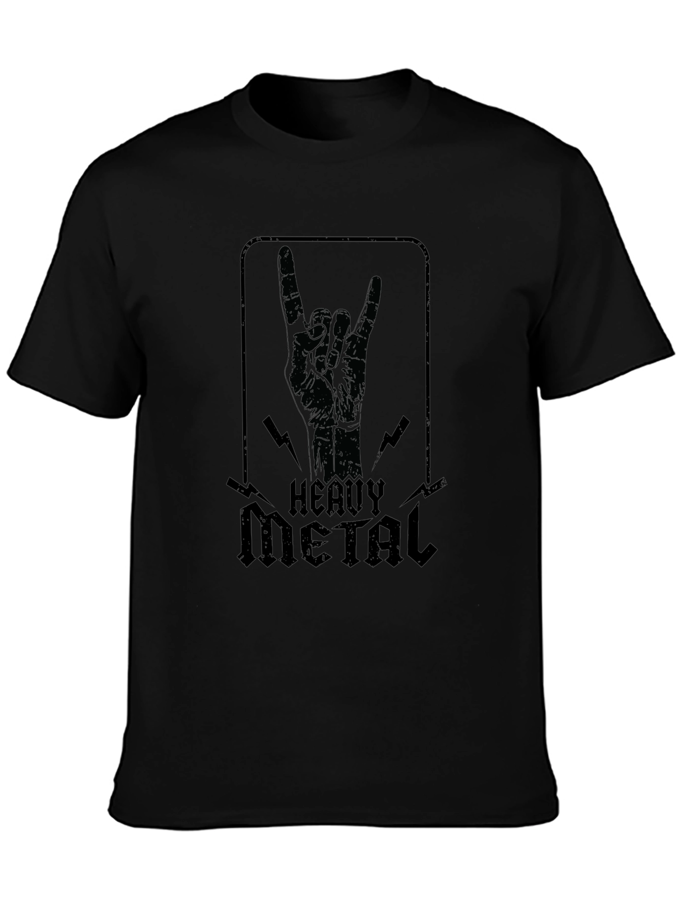 Heavy Metal Hand Sign Graphic Black T-Shirt