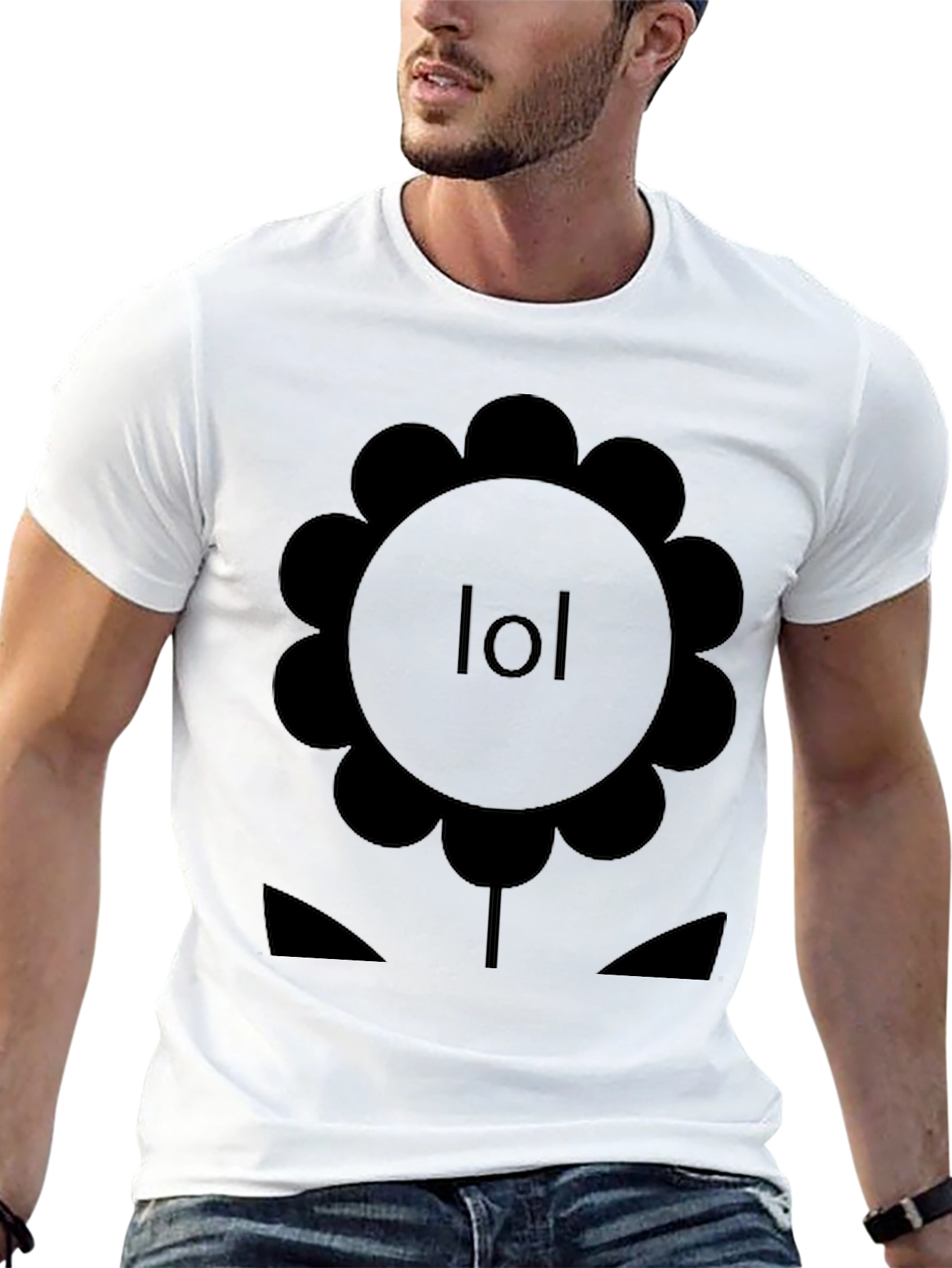 LOL Flower Graphic Tee - Black Cotton T-Shirt