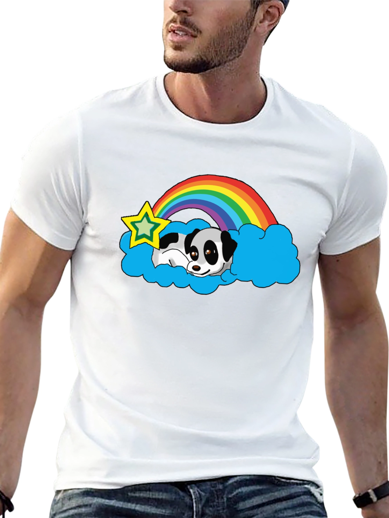 Panda Rainbow Cloud Graphic Tee