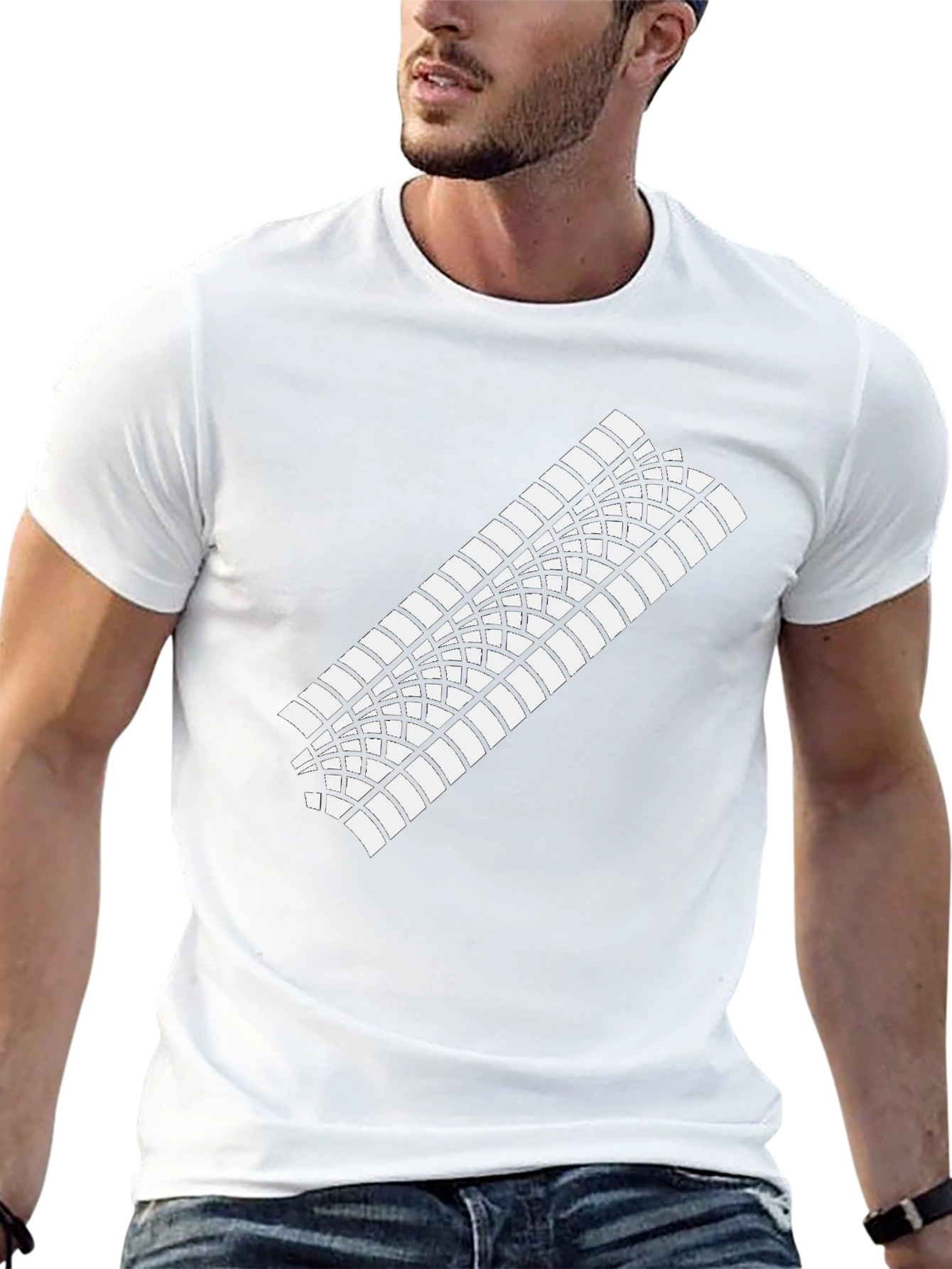 Tire Tread Graphic Tee - Black Cotton T-Shirt
