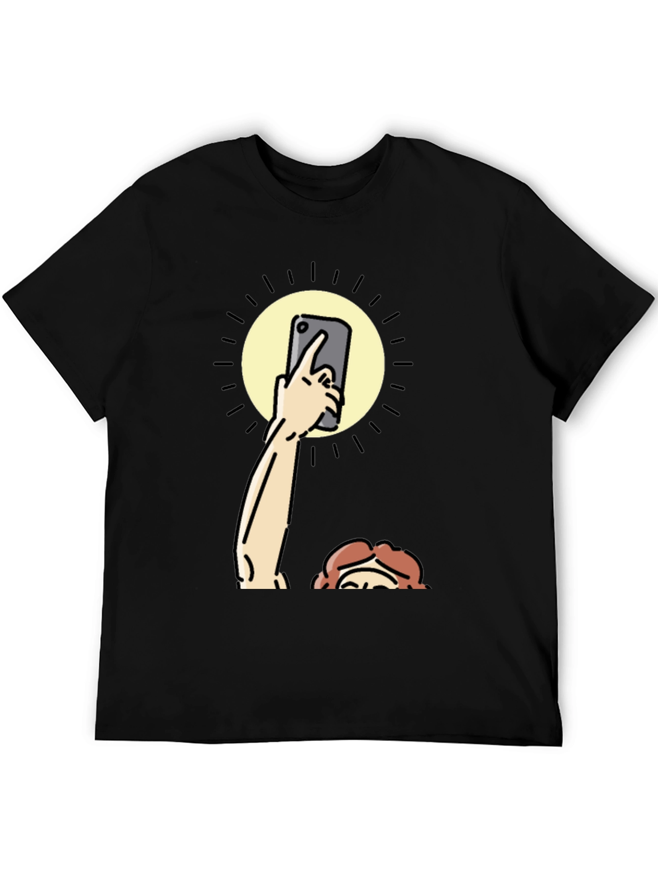 Funny Sun Selfie Black T-Shirt