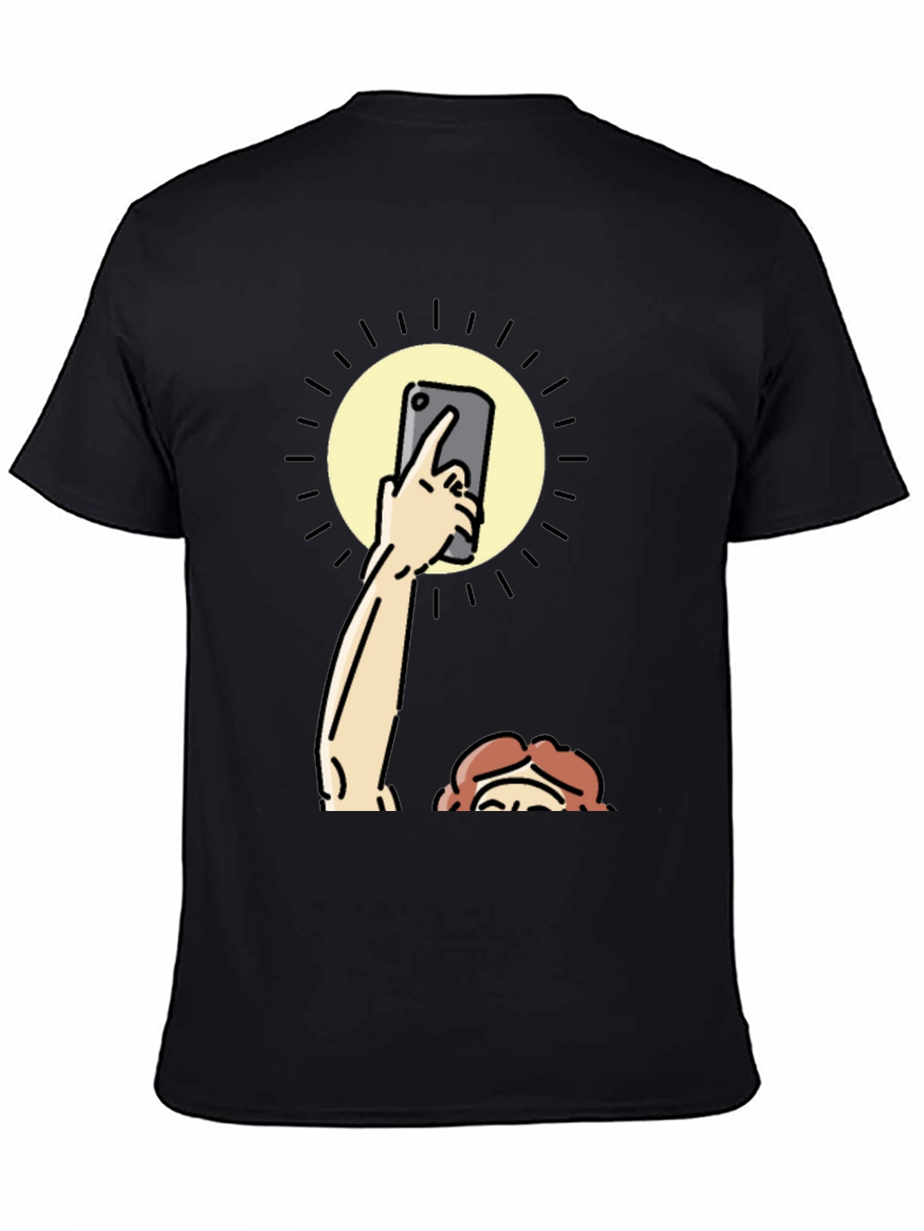 Funny Sun Selfie Black T-Shirt