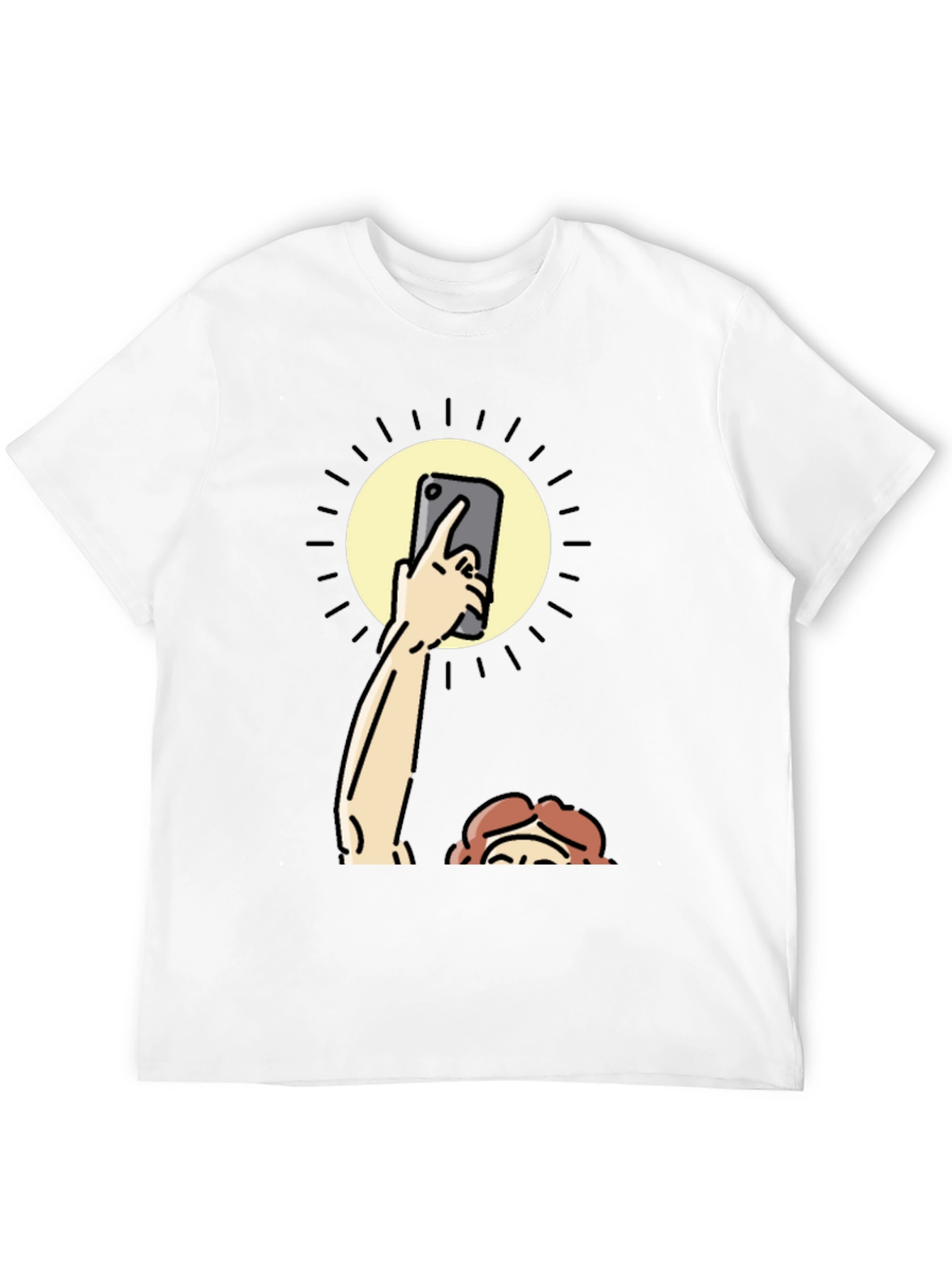 Funny Sun Selfie Black T-Shirt