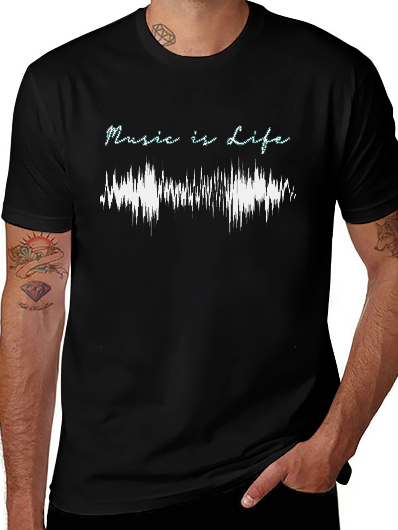 Music is Life Graphic T-Shirt - Black