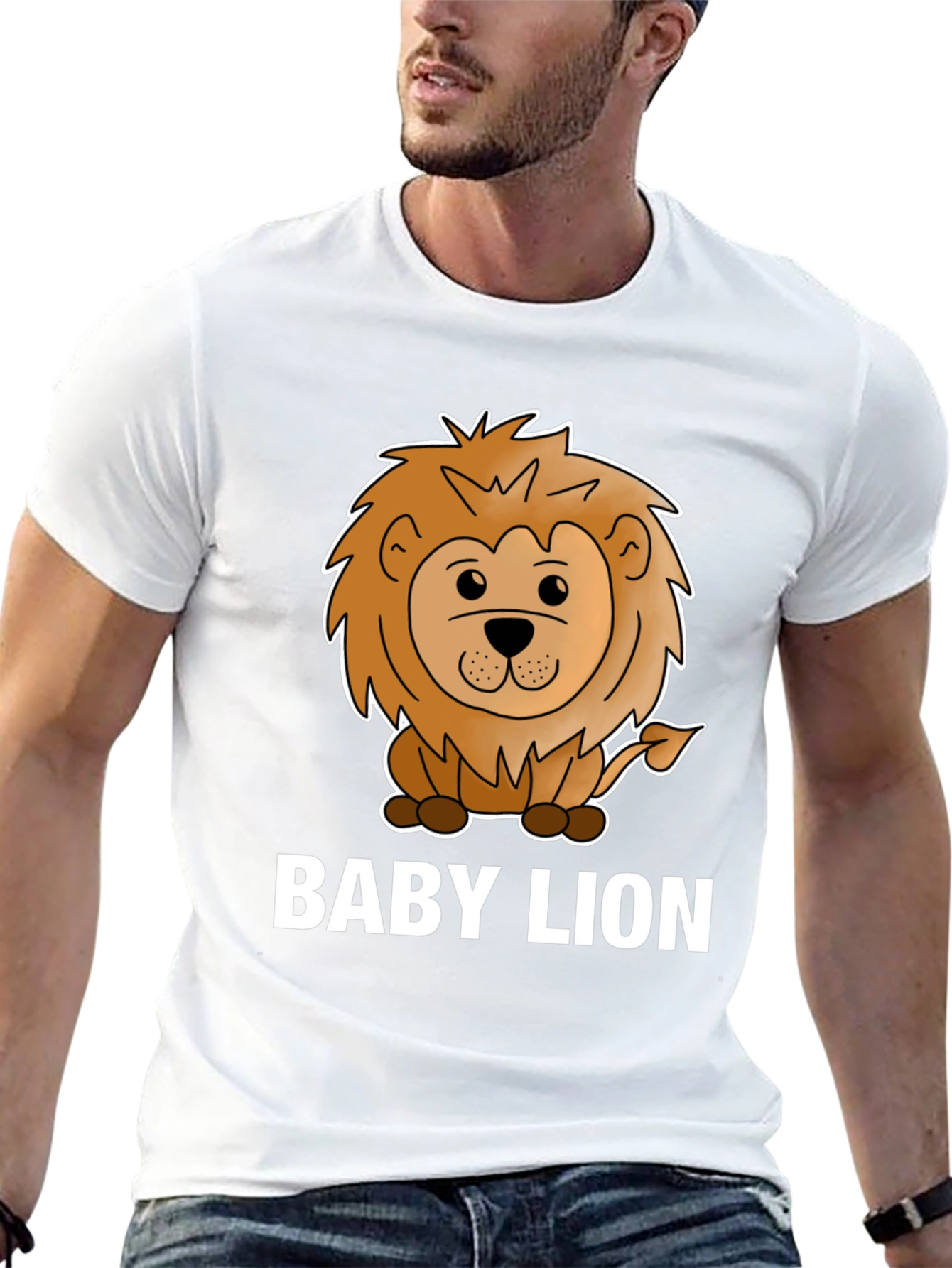 Baby Lion Graphic Tee - Cute Animal Cartoon Shirt