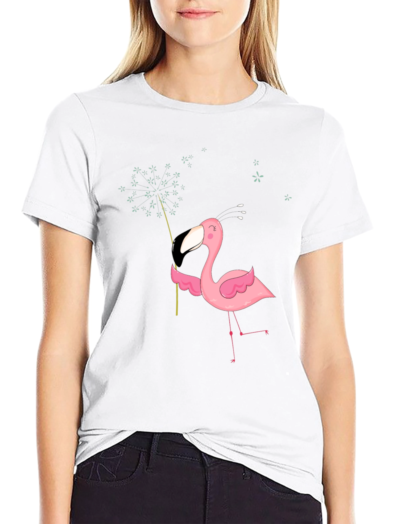 Mens Black T-Shirt with Flamingo Graphic