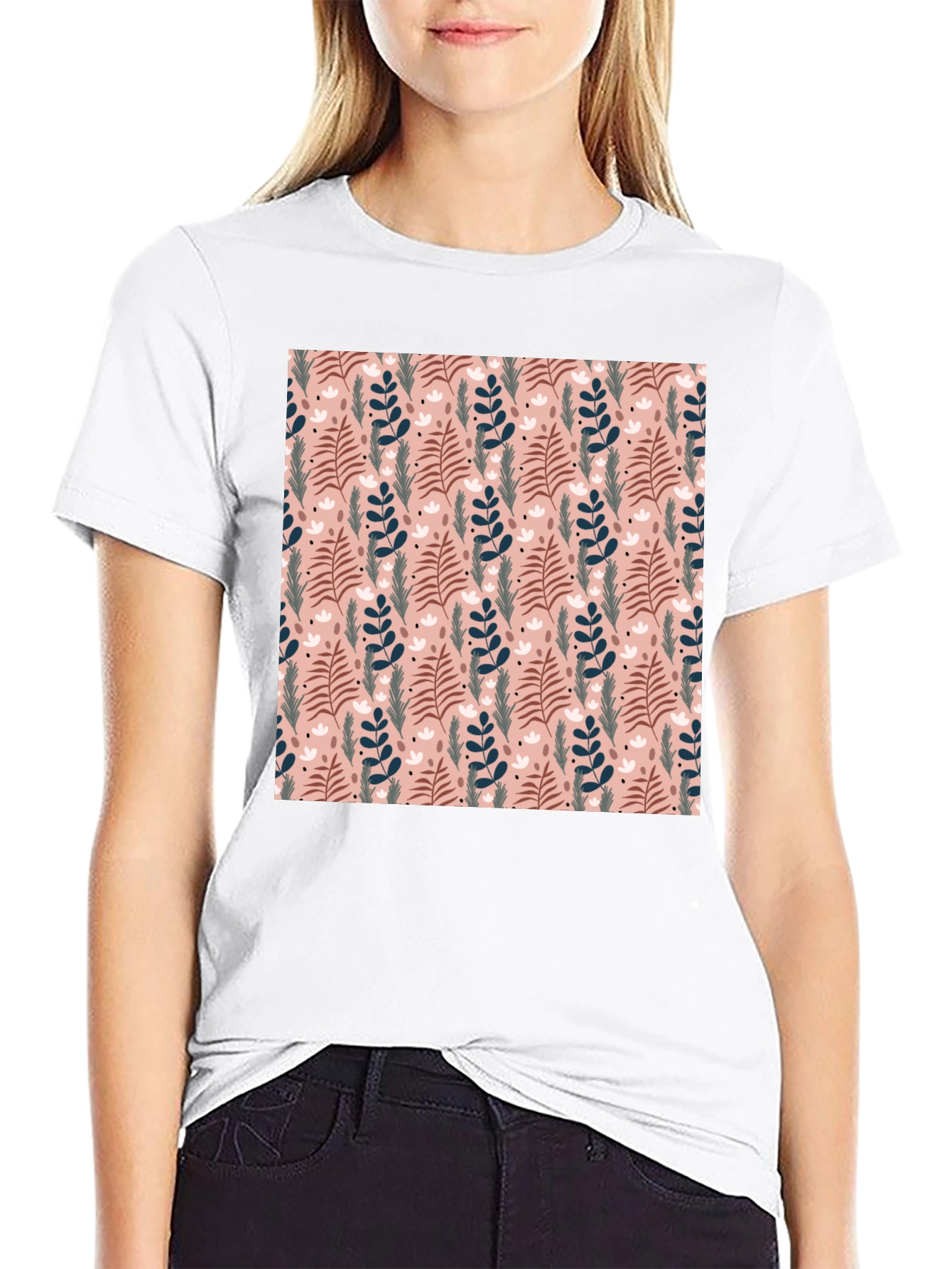 Floral Pattern Crew Neck T-Shirt