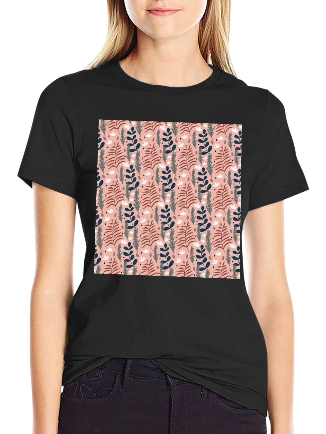 Floral Pattern Crew Neck T-Shirt