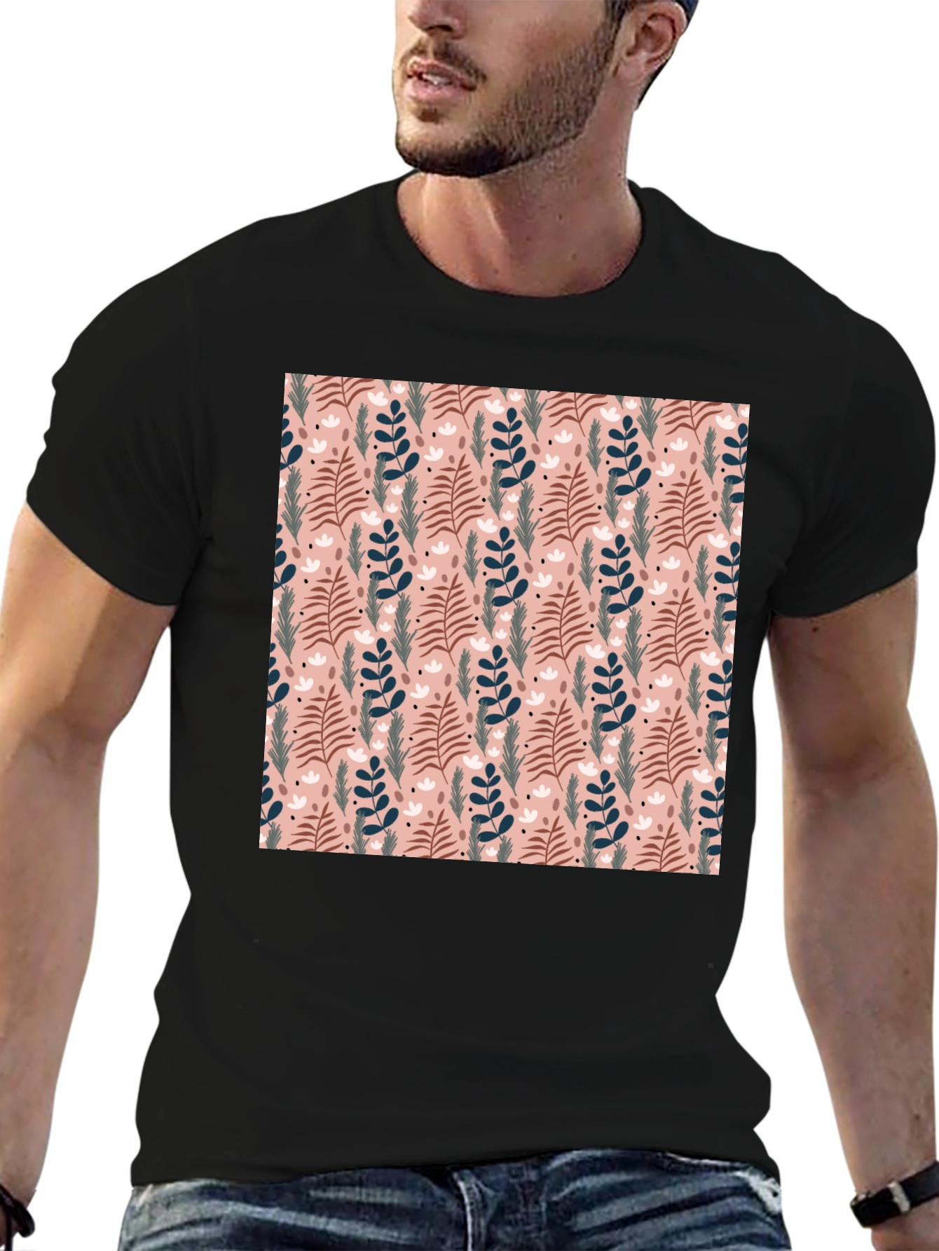 Floral Pattern Crew Neck T-Shirt