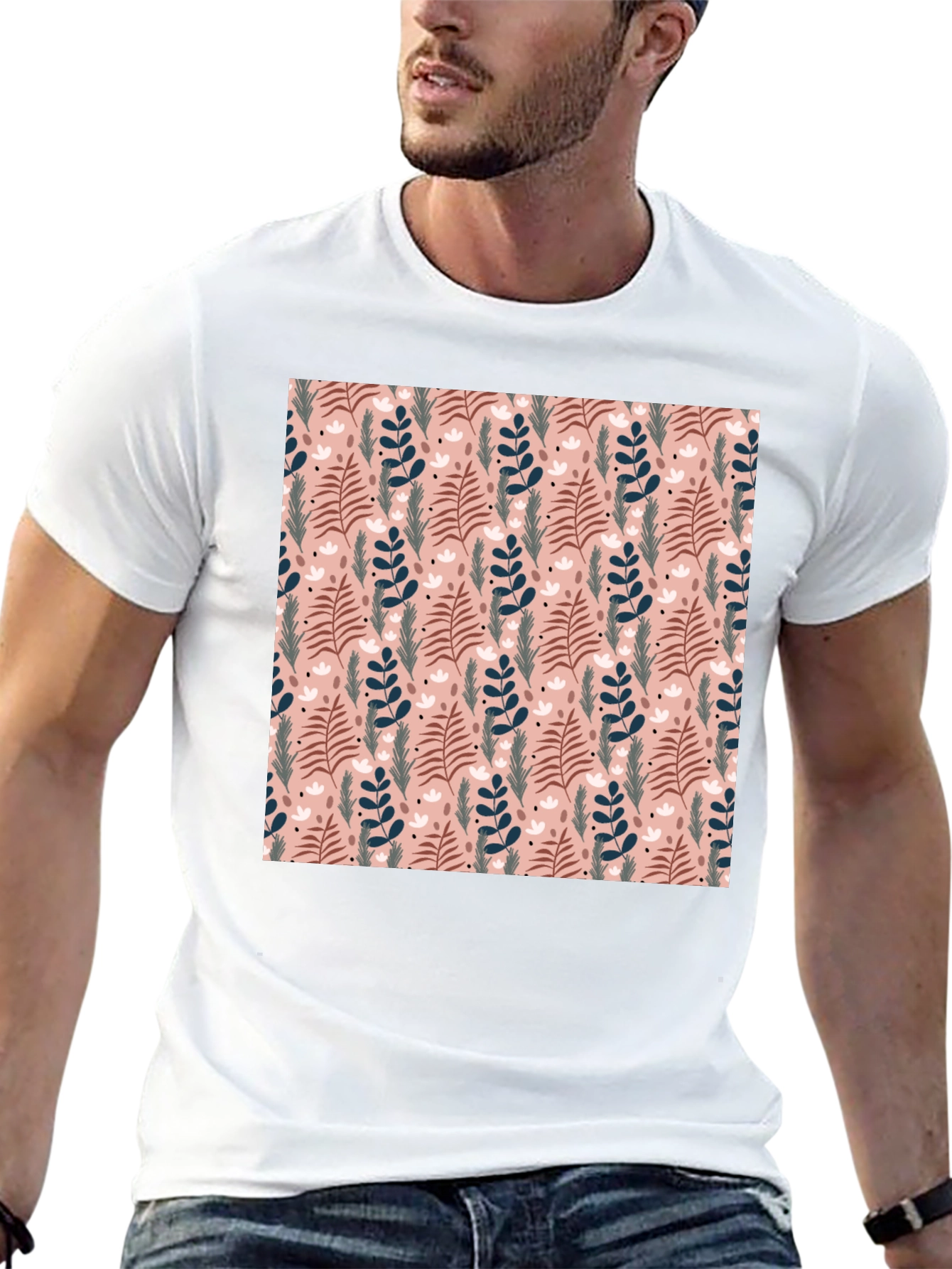 Floral Pattern Crew Neck T-Shirt