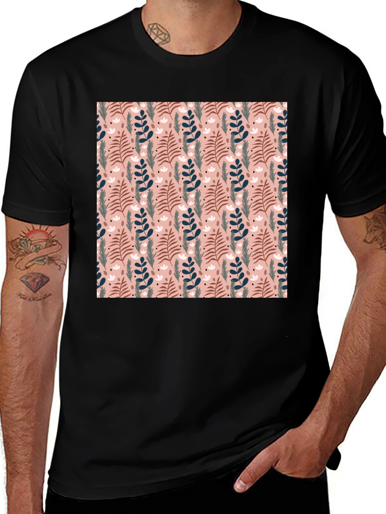 Floral Pattern Crew Neck T-Shirt
