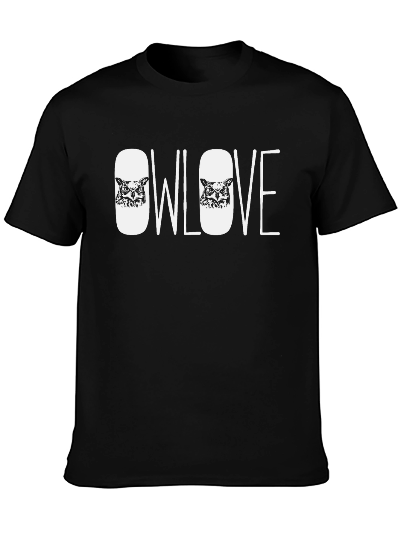 Owl Love Graphic Tee - Black Cotton Blend