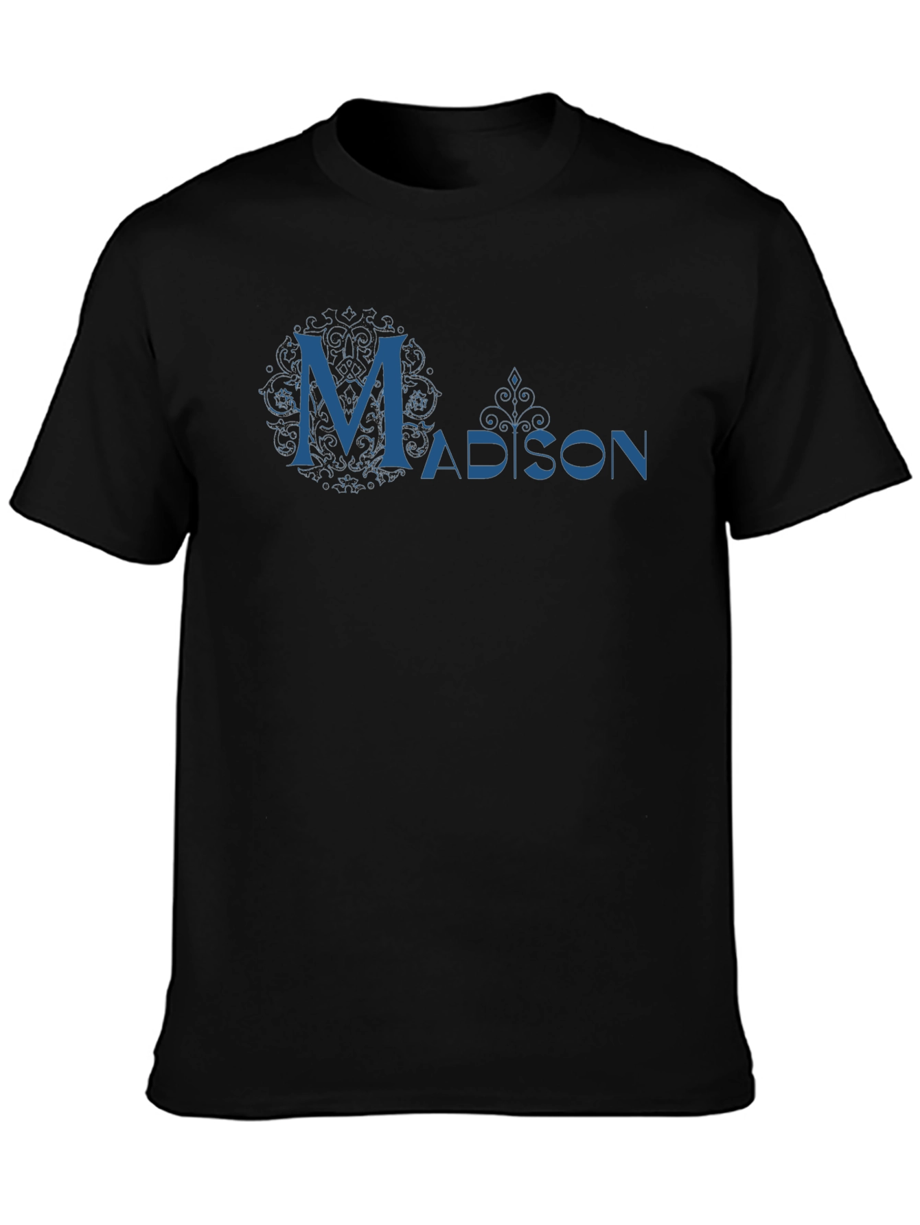 Madison Graphic Tee - Cool Blue Design on Black