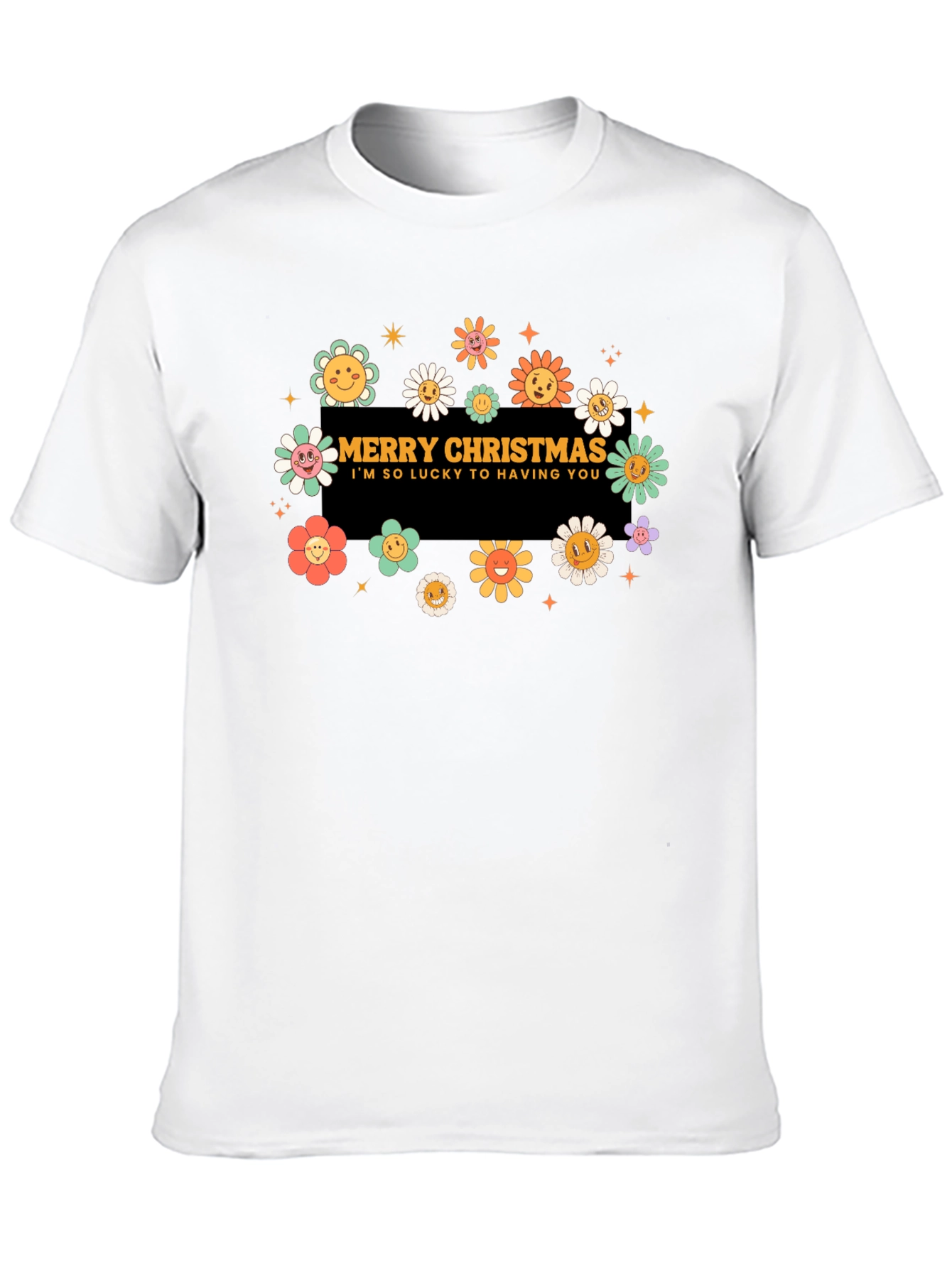 Merry Christmas Flower Graphic Tee