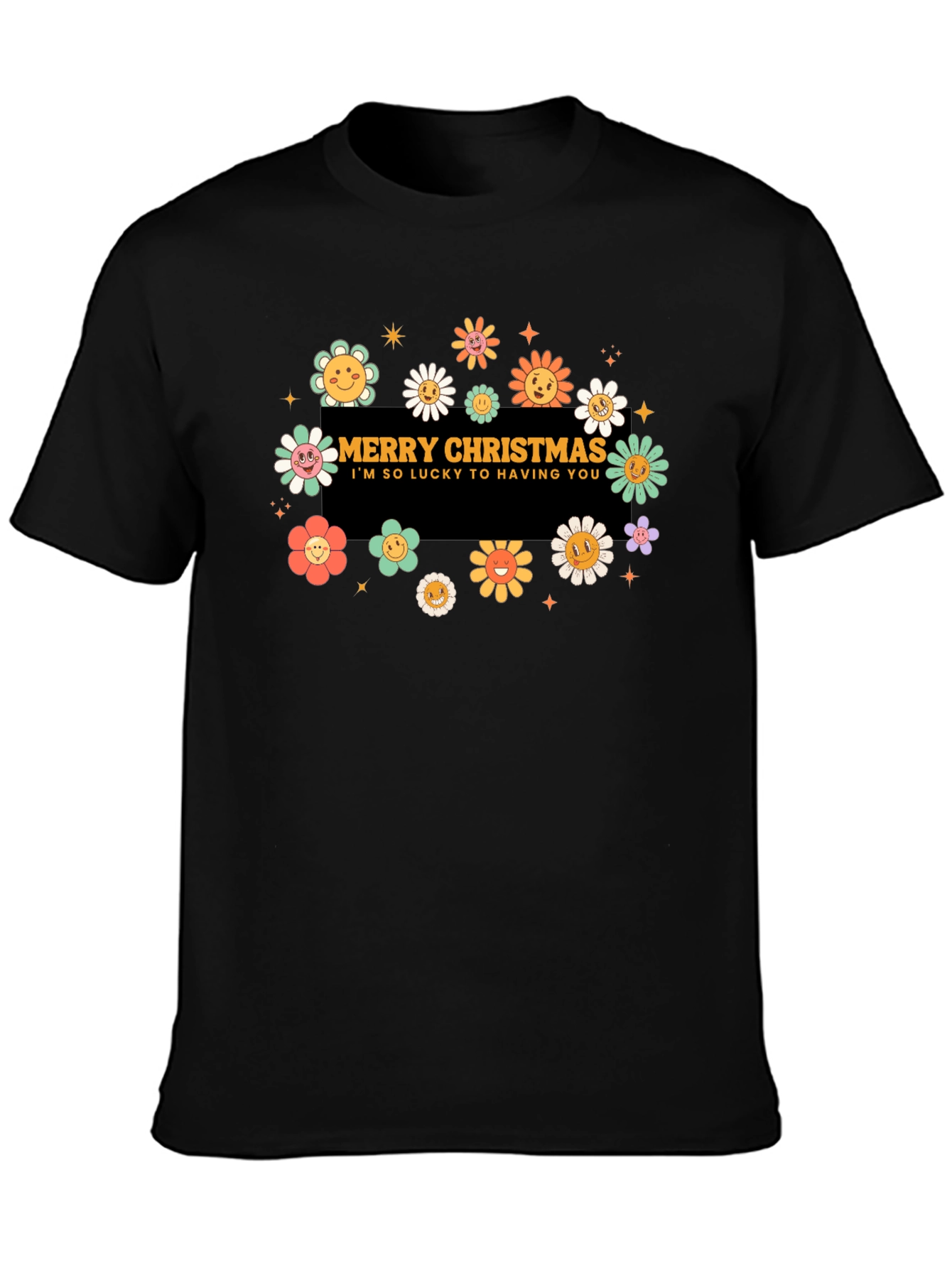 Merry Christmas Flower Graphic Tee