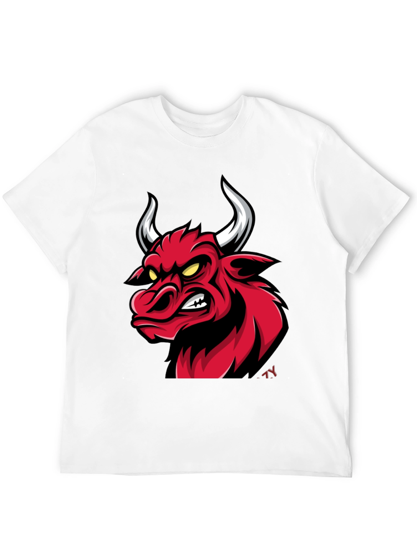Mens Black T-Shirt with Red Bull Graphic