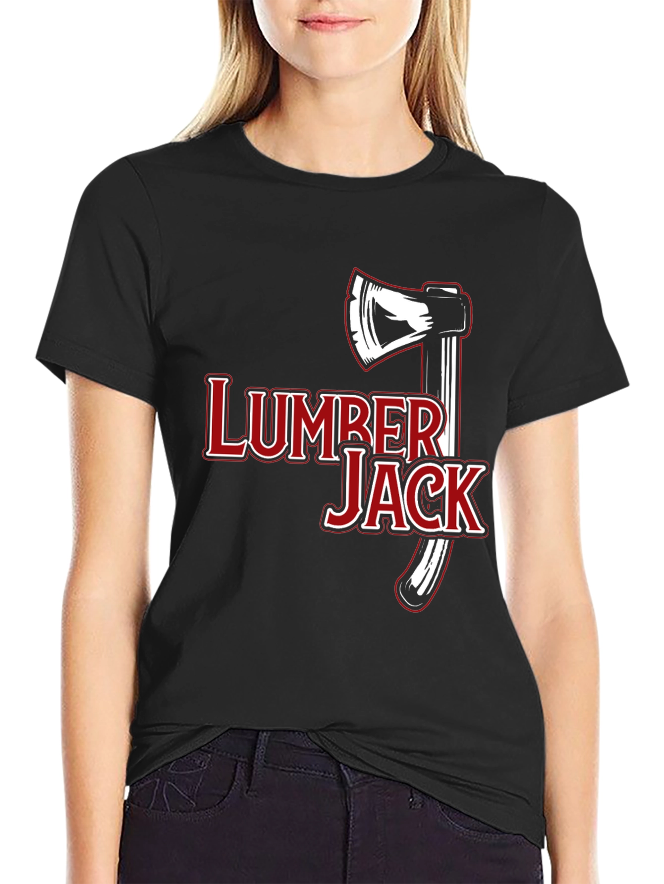 Lumberjack Axe Graphic Tee - Black Cotton Casual T-Shirt