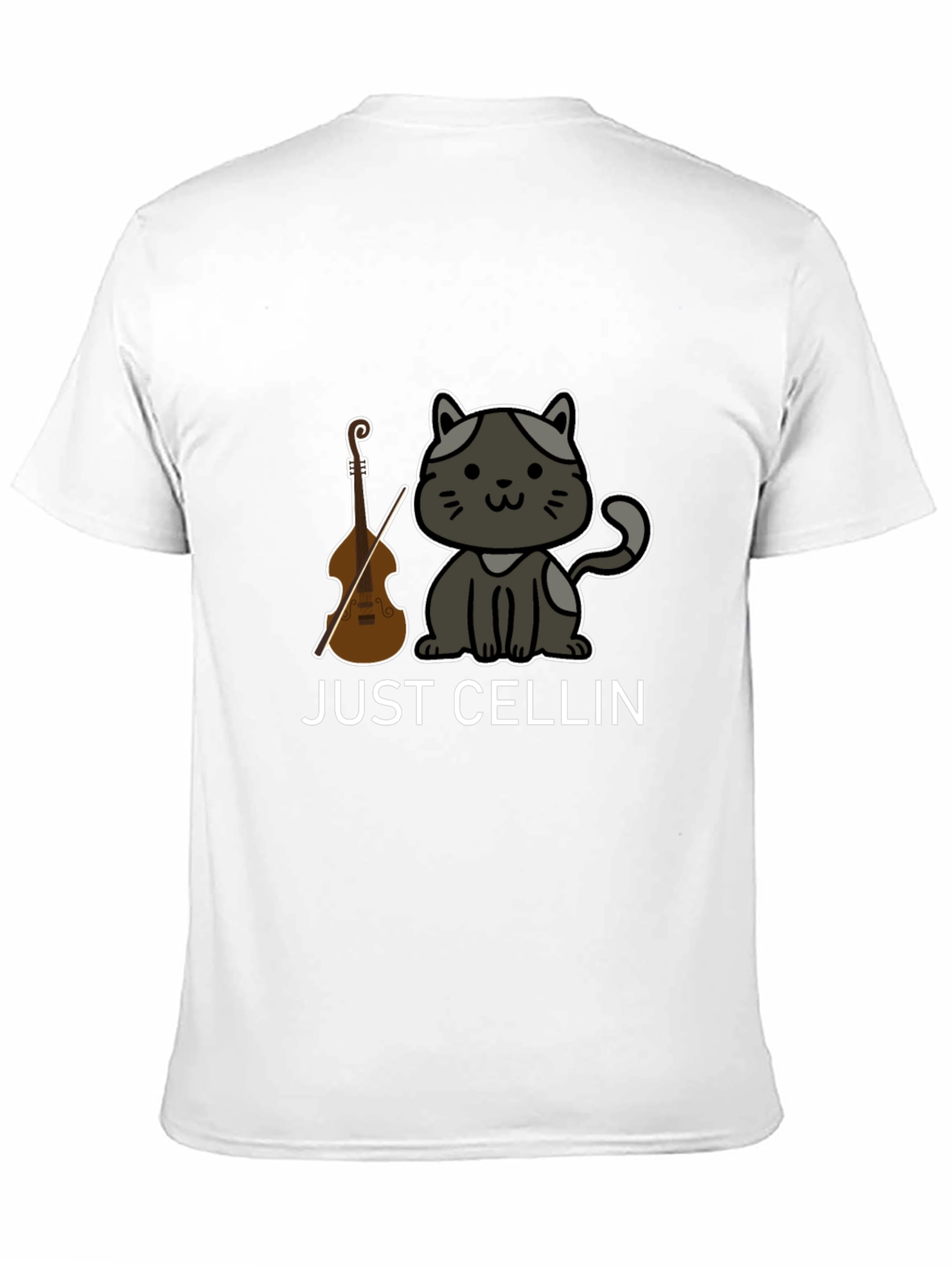 Just Cellin Black T-Shirt - Cat & Cello Design