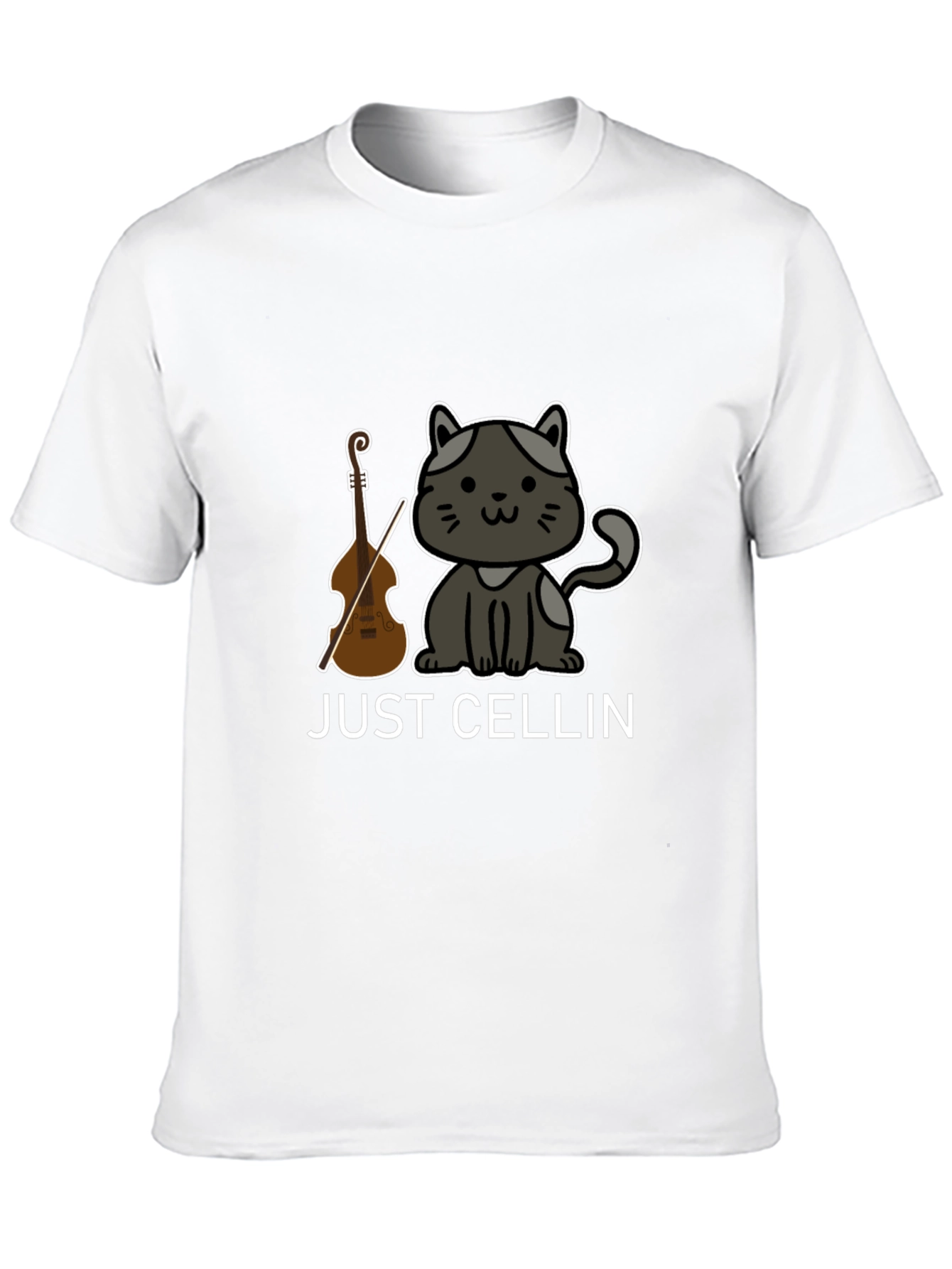 Just Cellin Black T-Shirt - Cat & Cello Design