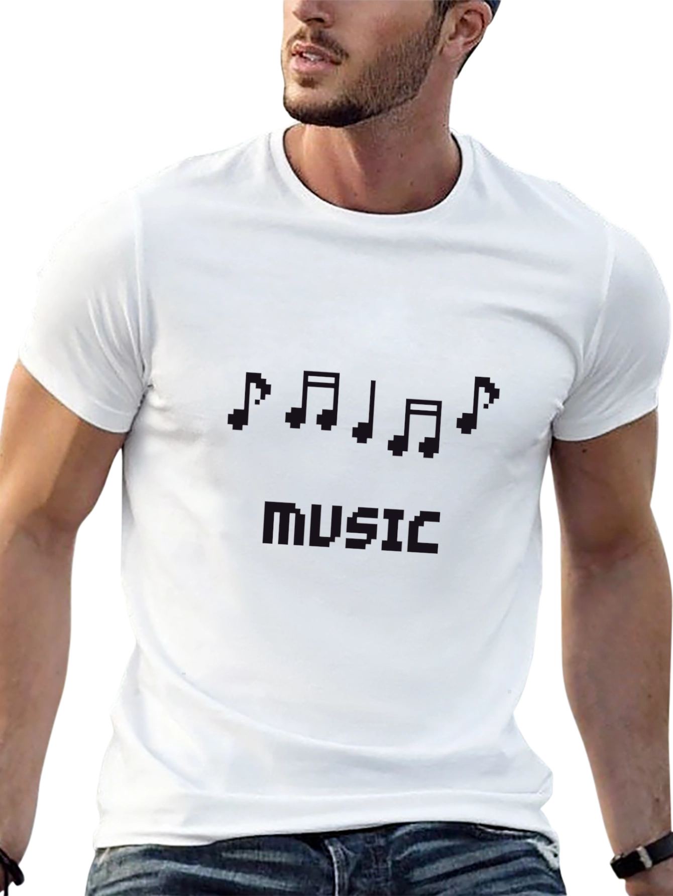 Music Notes Graphic Black T-Shirt