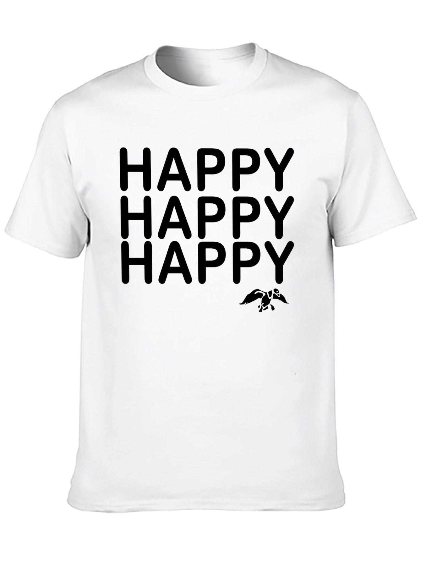 Happy Graphic T-Shirt - Black Crew Neck Tee