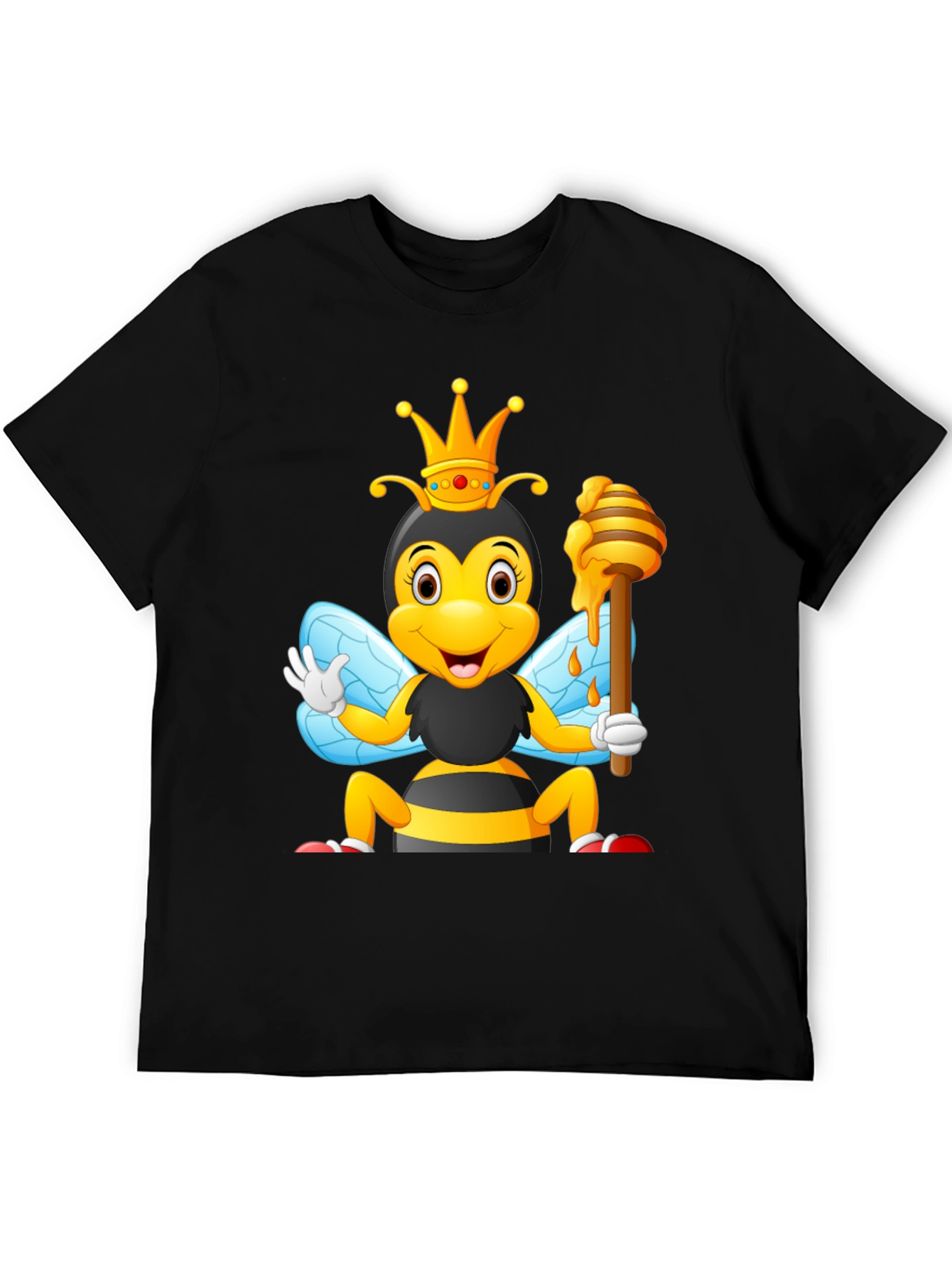 Queen Bee Cartoon T-Shirt - Black