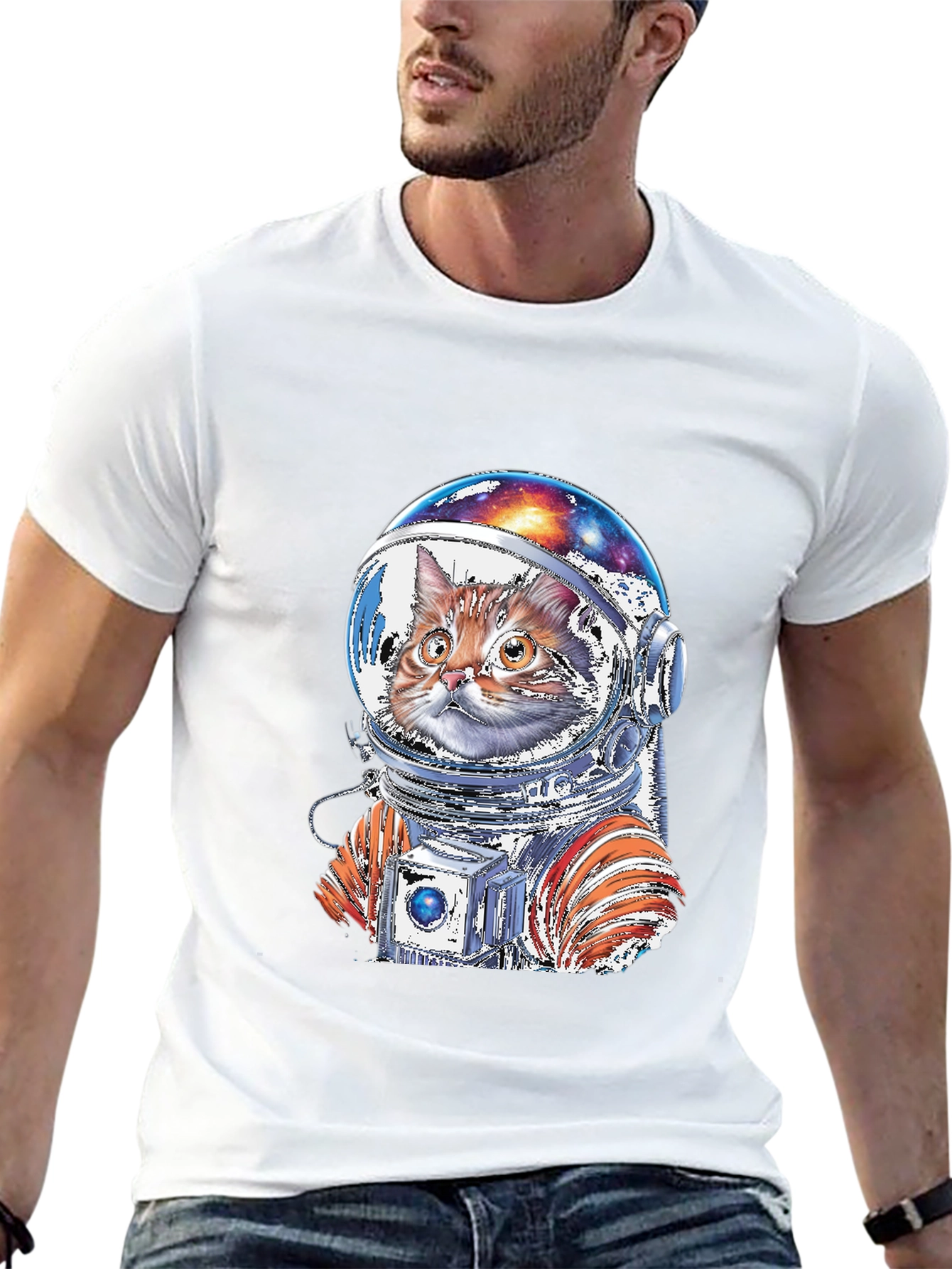 Cat Astronaut Graphic T-Shirt - Space Adventure