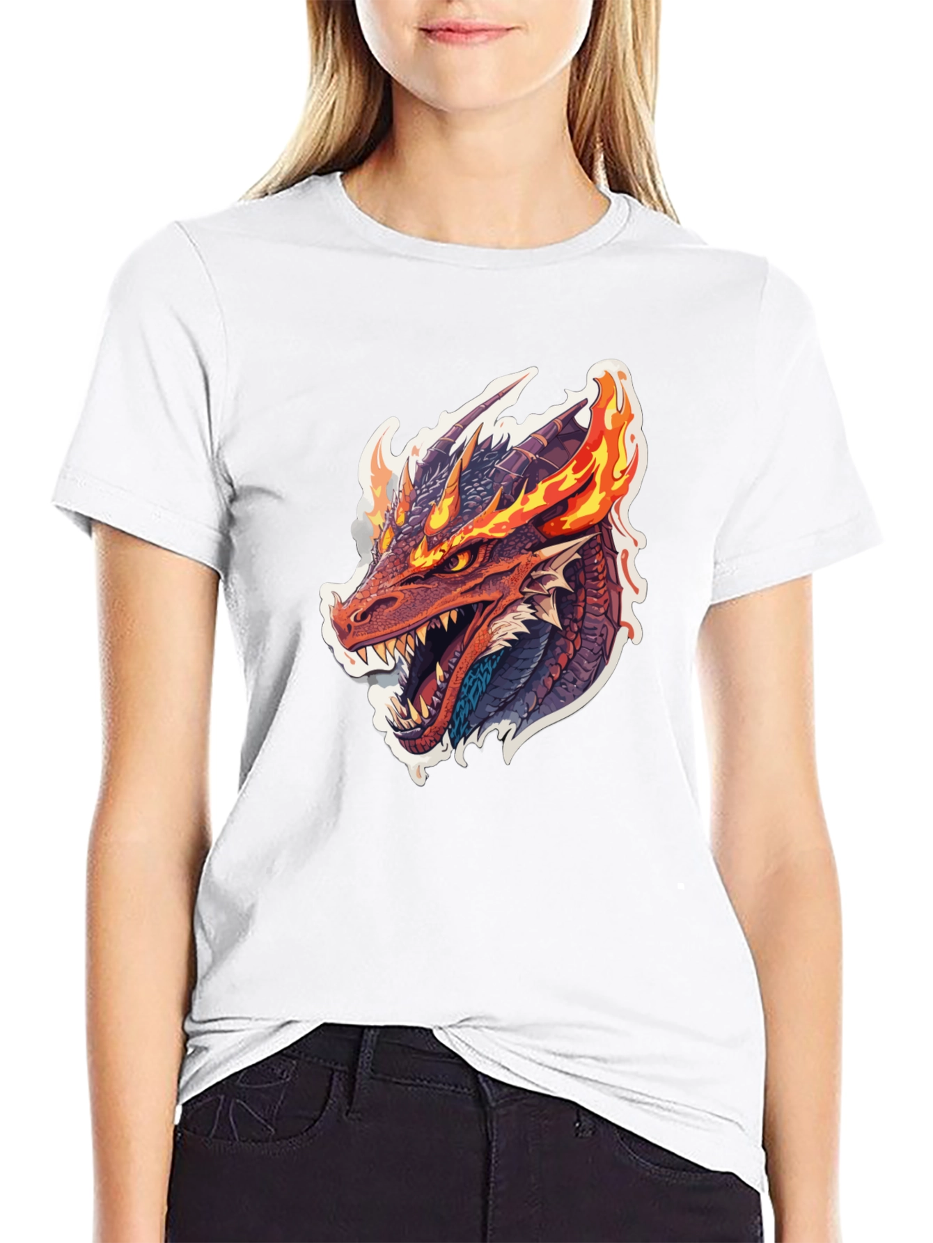 Fiery Dragon Graphic Tee - Mens Black T-Shirt