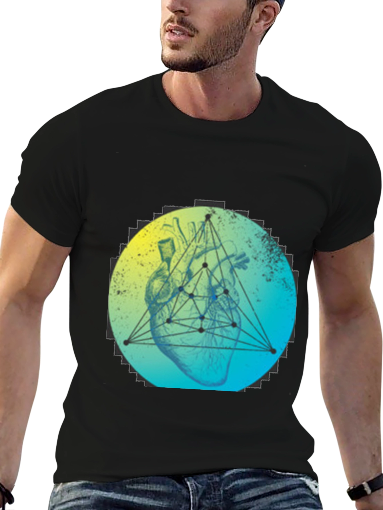 Geometric Heart T-Shirt - Modern Graphic Tee
