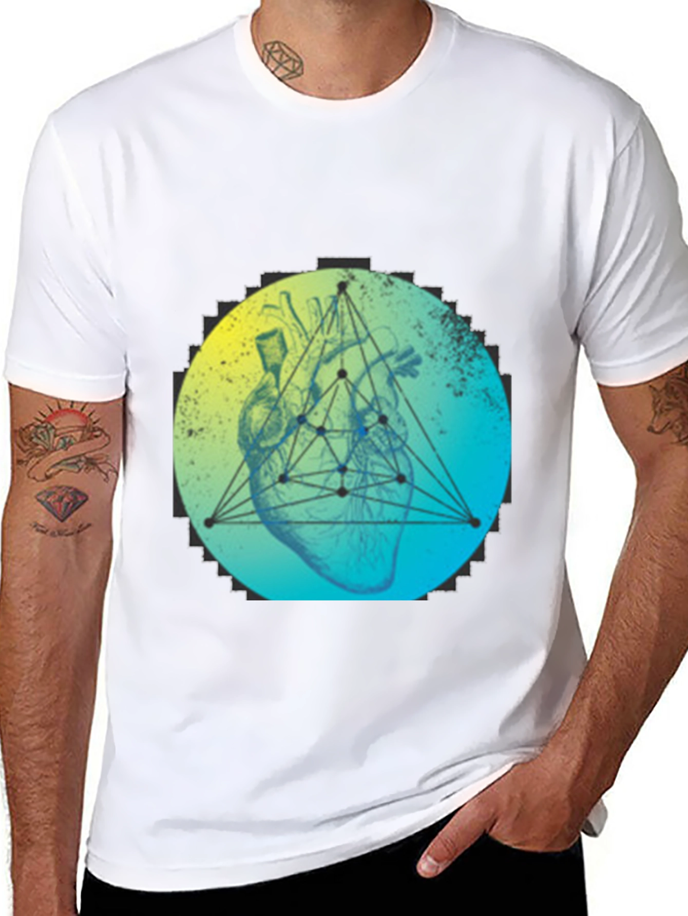 Geometric Heart T-Shirt - Modern Graphic Tee