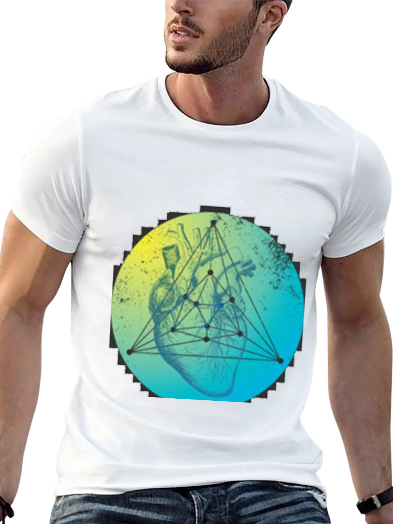 Geometric Heart T-Shirt - Modern Graphic Tee