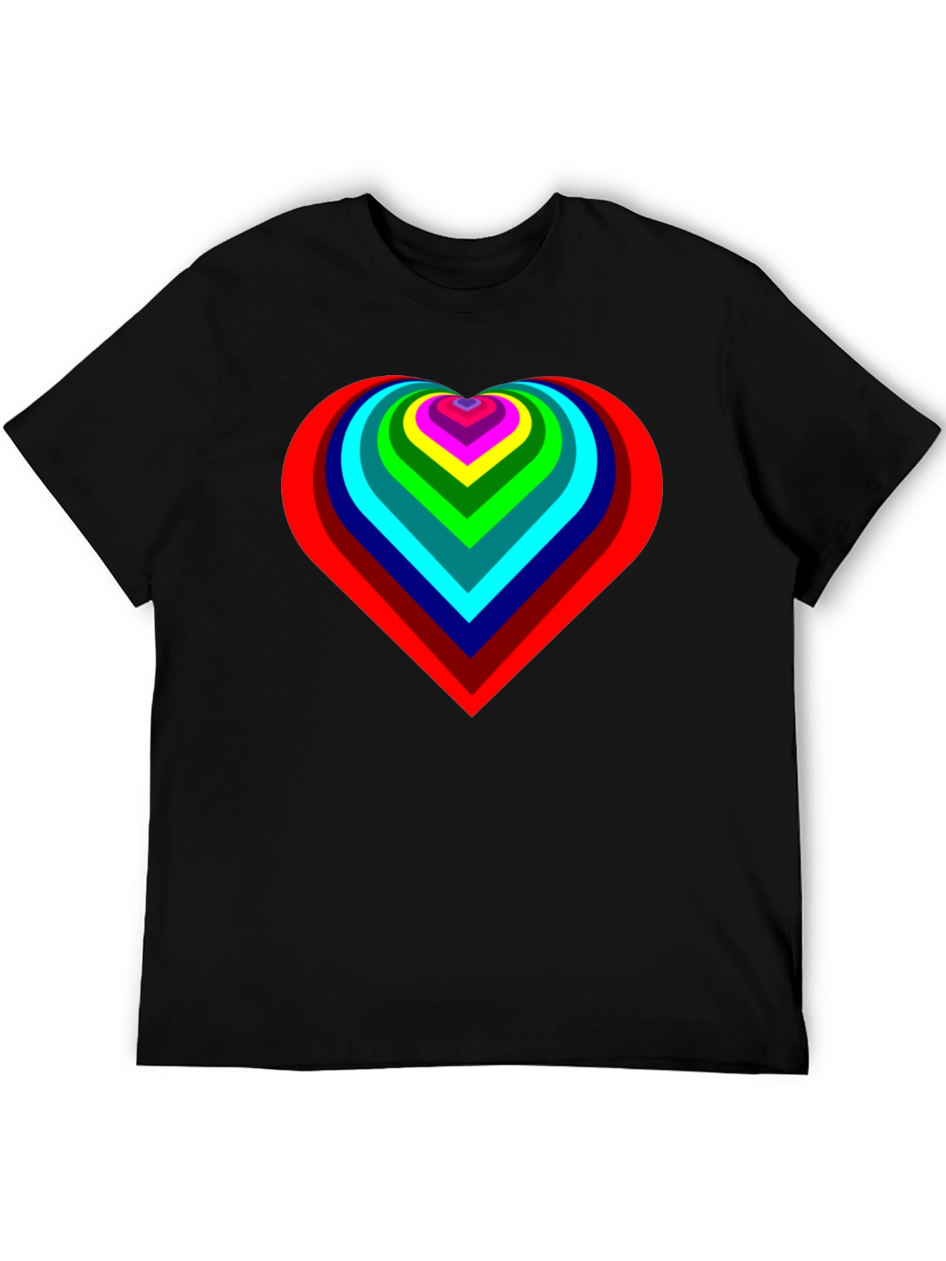 Rainbow Heart Graphic Black T-Shirt