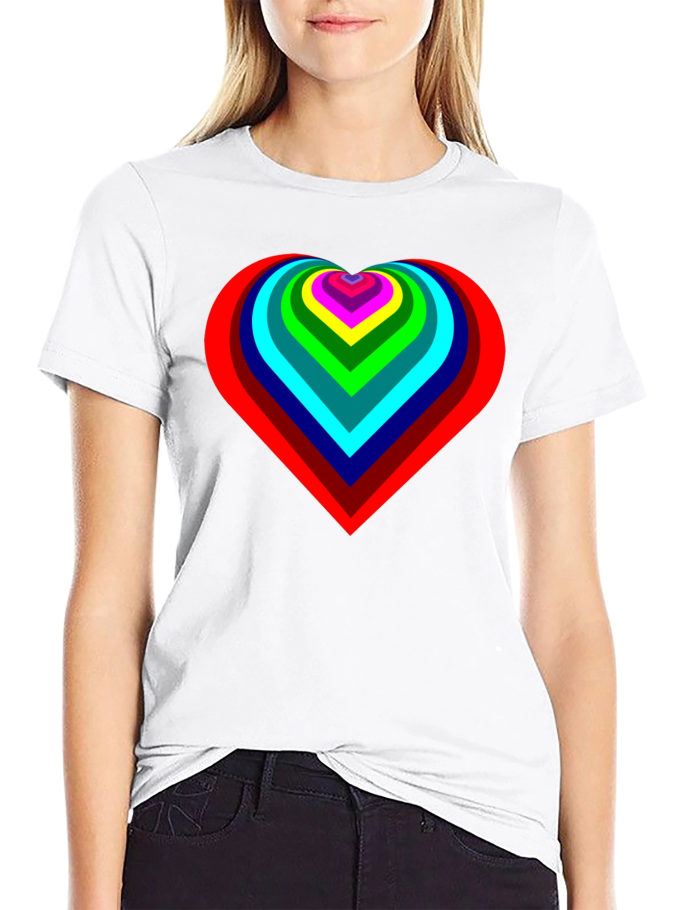 Rainbow Heart Graphic Black T-Shirt